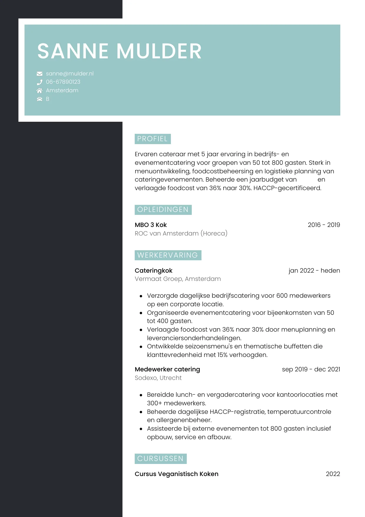 CV Elegant voor cateraar