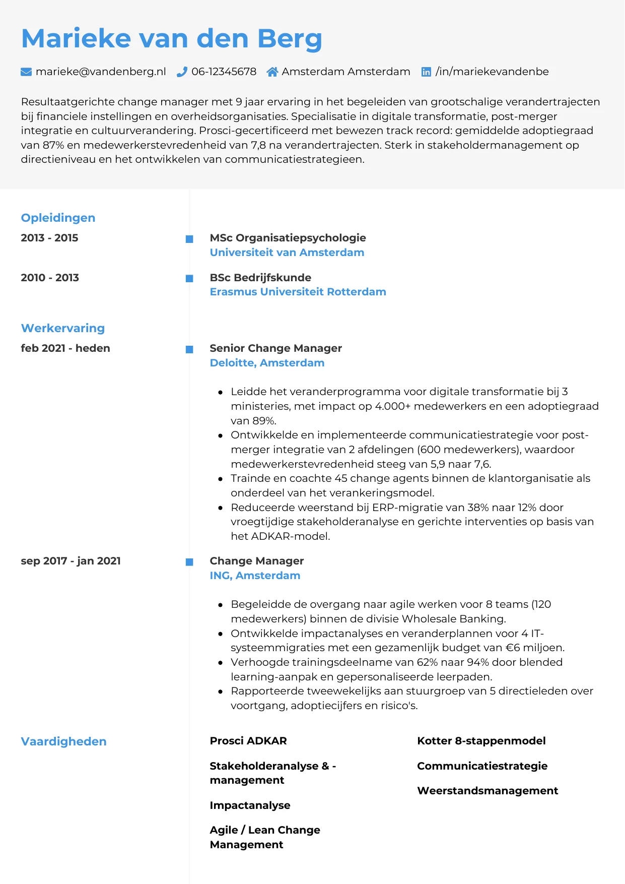 CV Chrono voor change manager