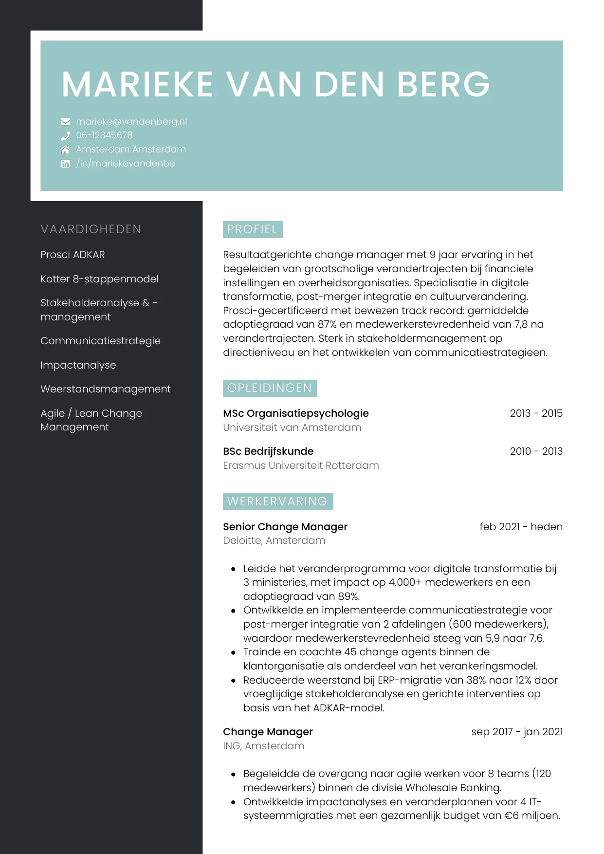 CV Elegant voor change manager