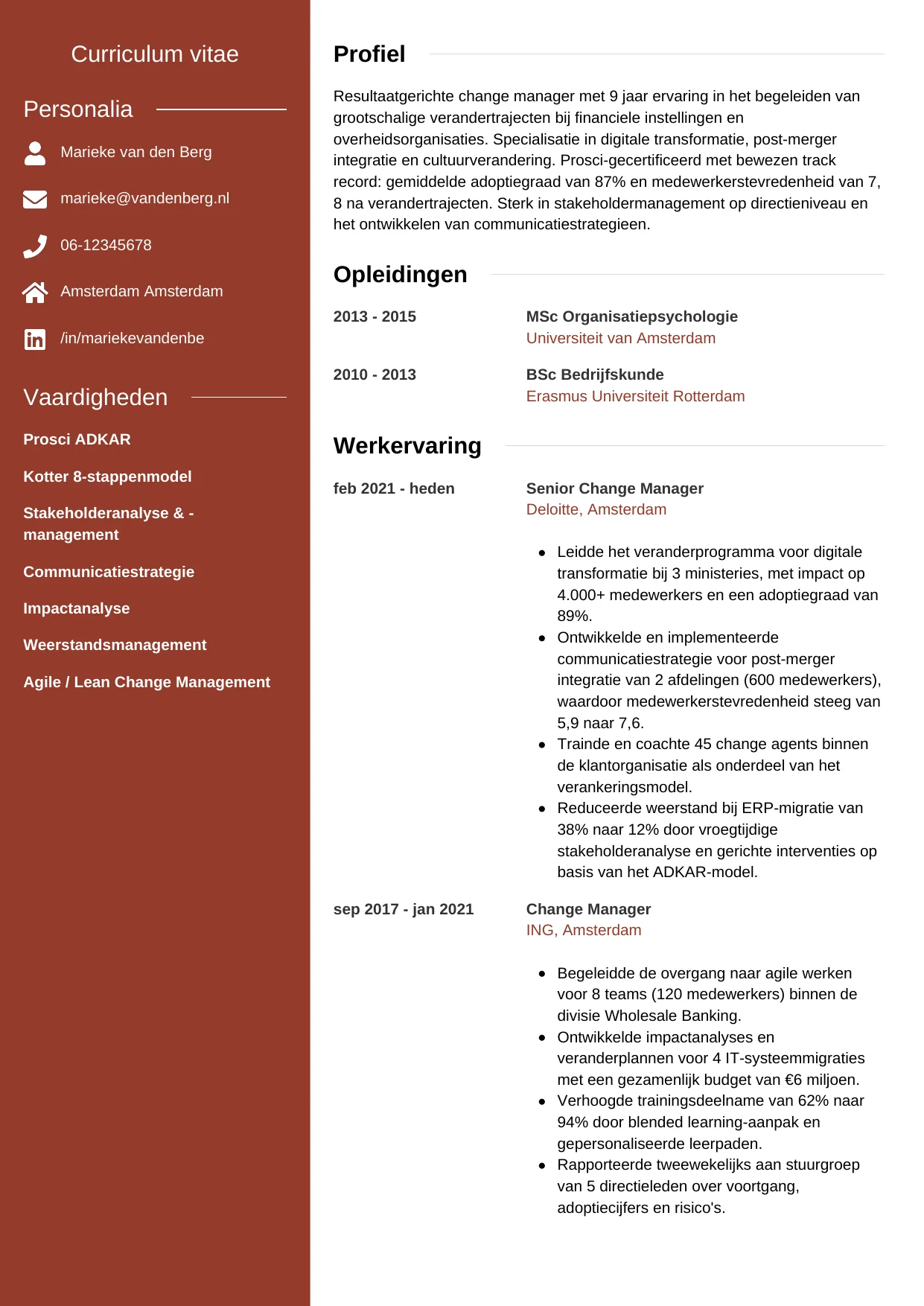 CV Modern voor change manager