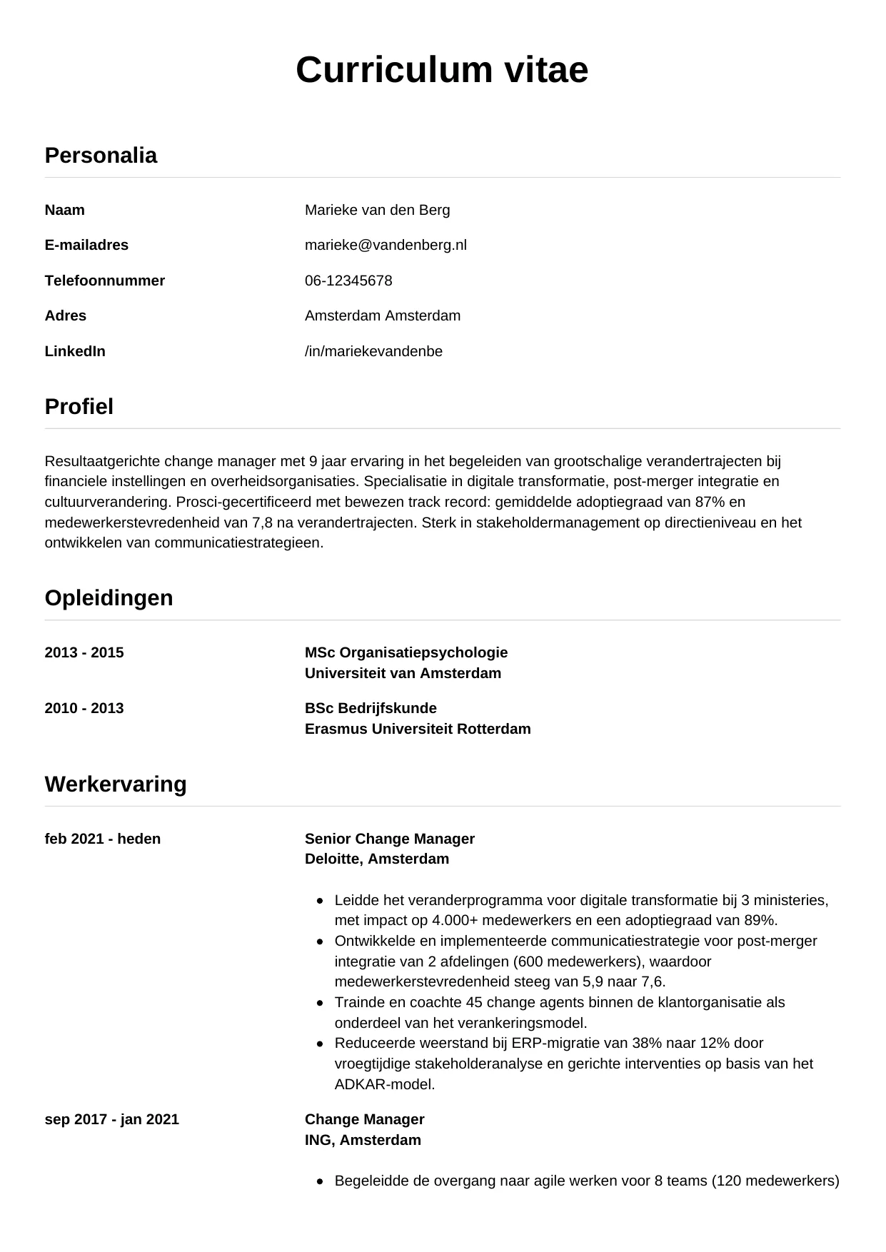 CV Simpel voor change manager