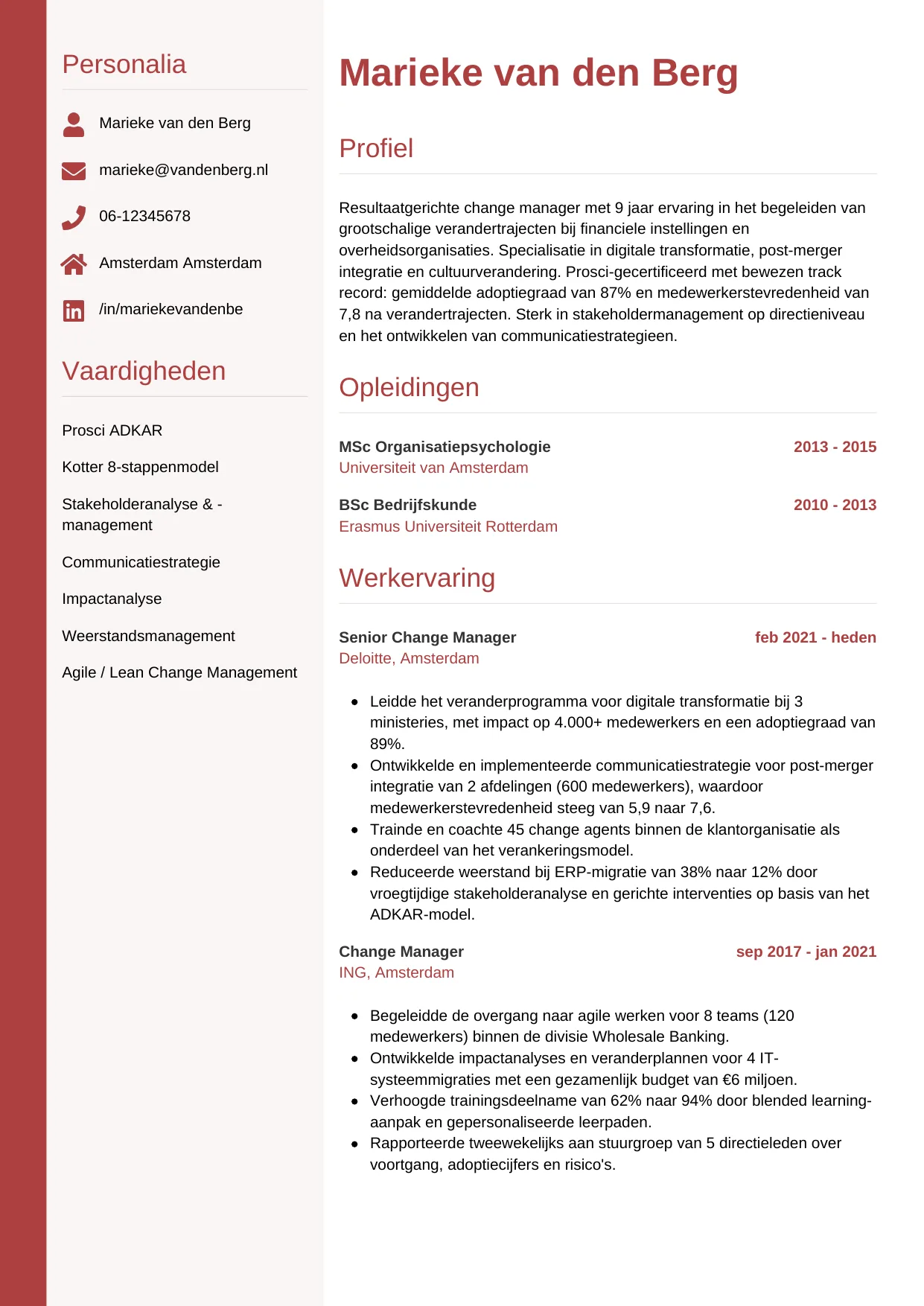 CV Verticaal voor change manager