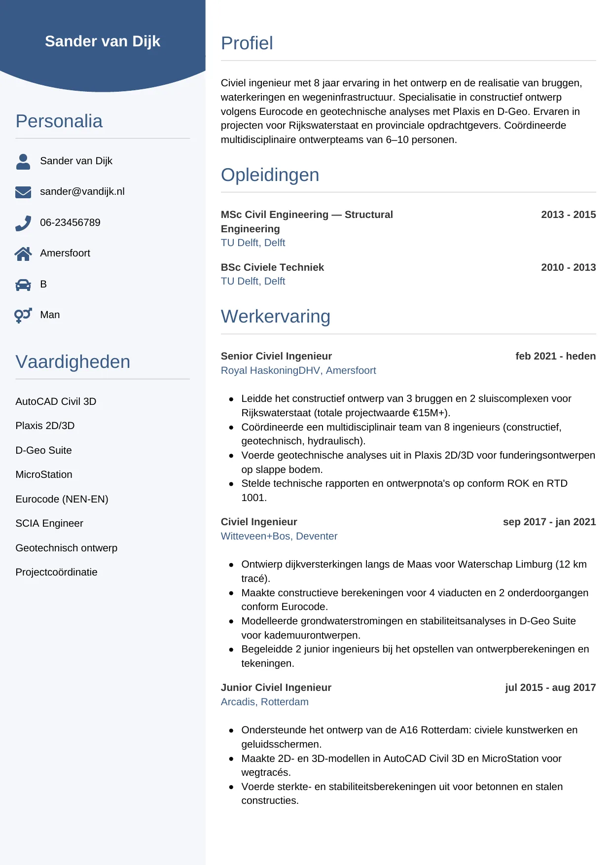 CV Circulair voor civiel ingenieur