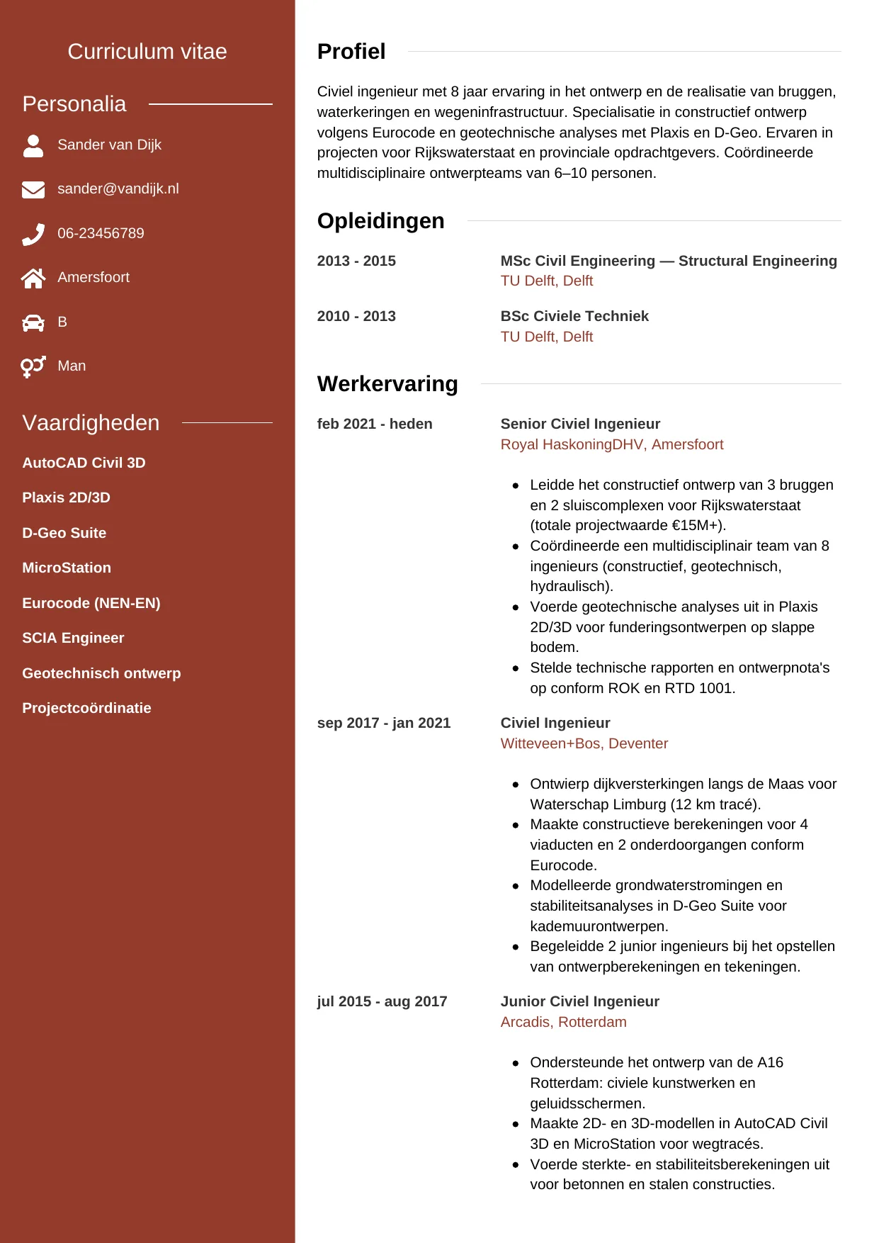 CV Modern voor civiel ingenieur