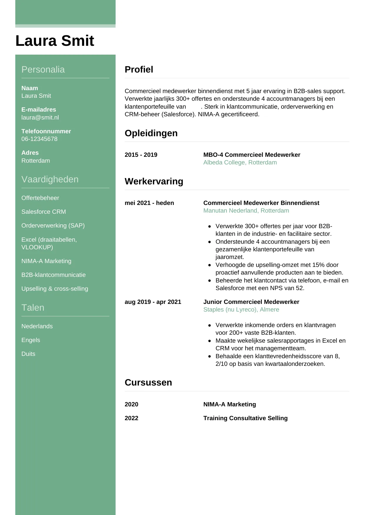 CV Casual voor commercieel medewerker