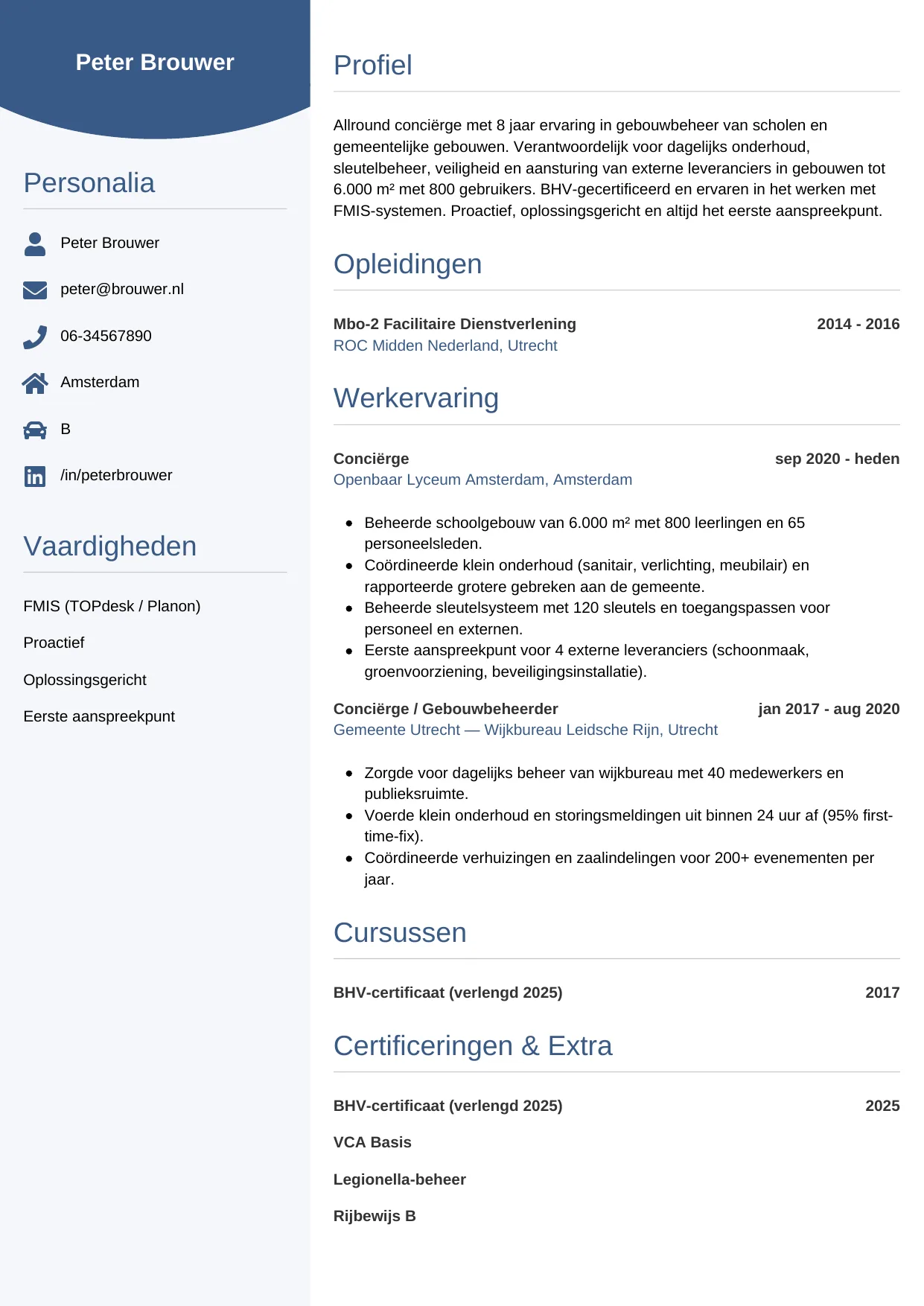 CV Circulair voor conciërge