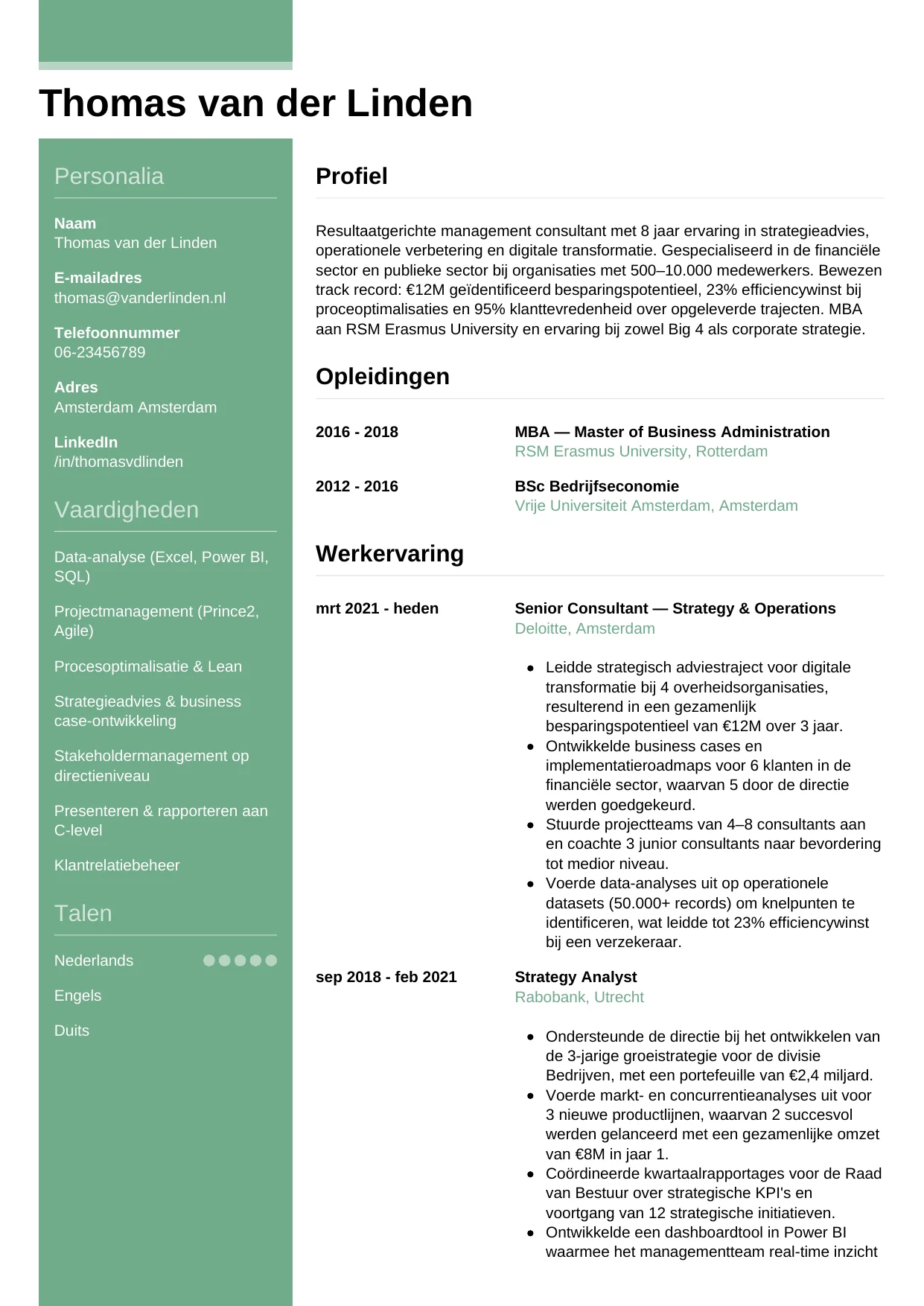 CV Casual voor consultant