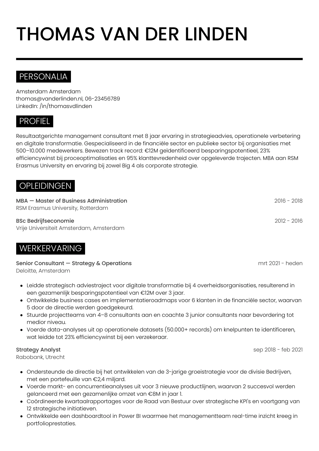 CV Metro voor consultant