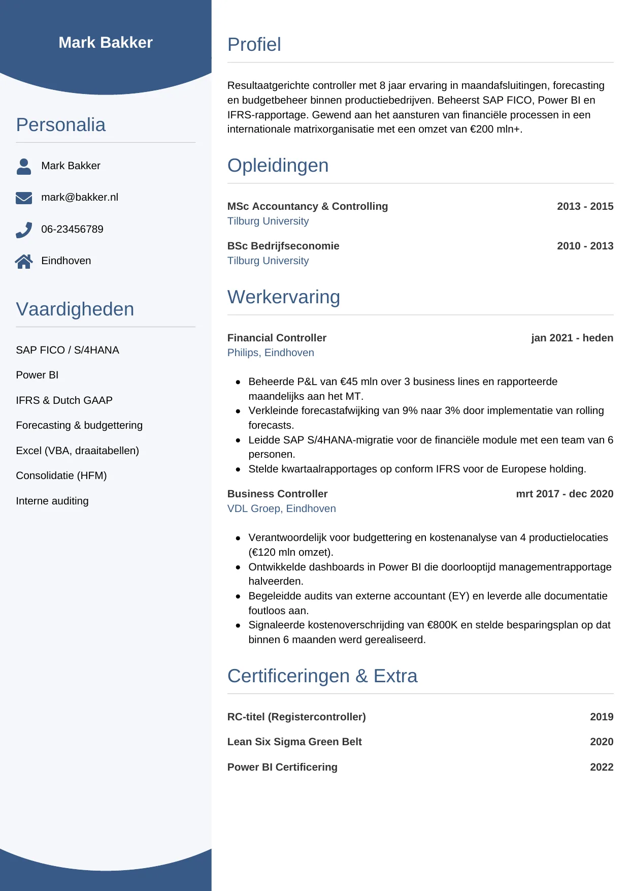 CV Circulair voor controller