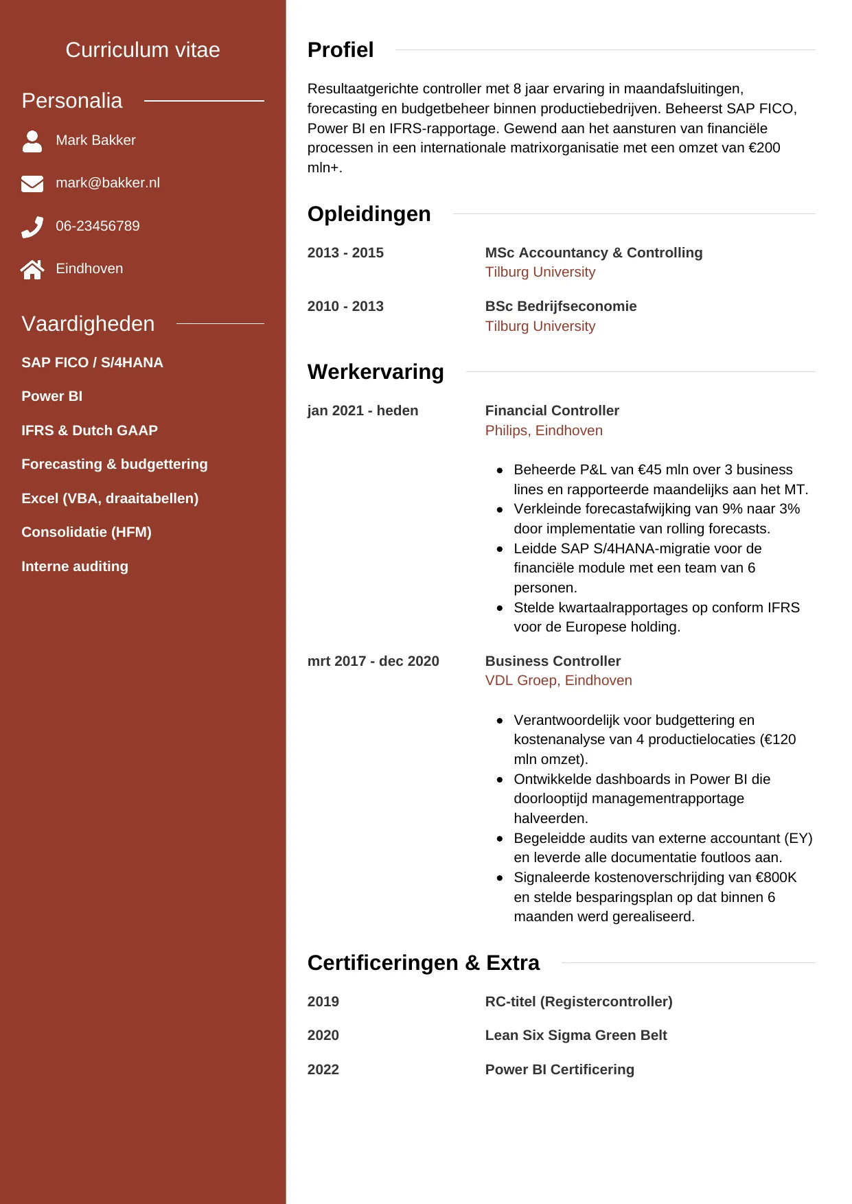 CV Modern voor controller