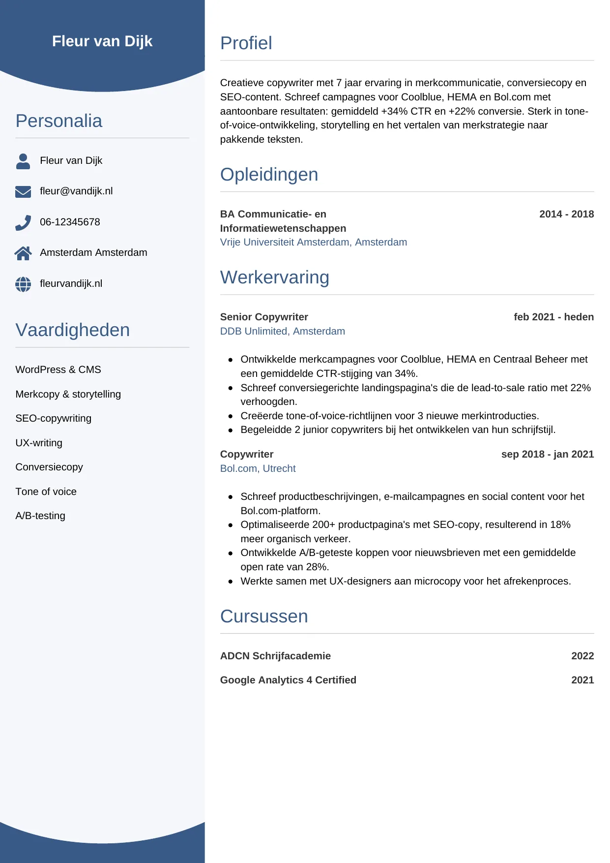 CV Circulair voor copywriter