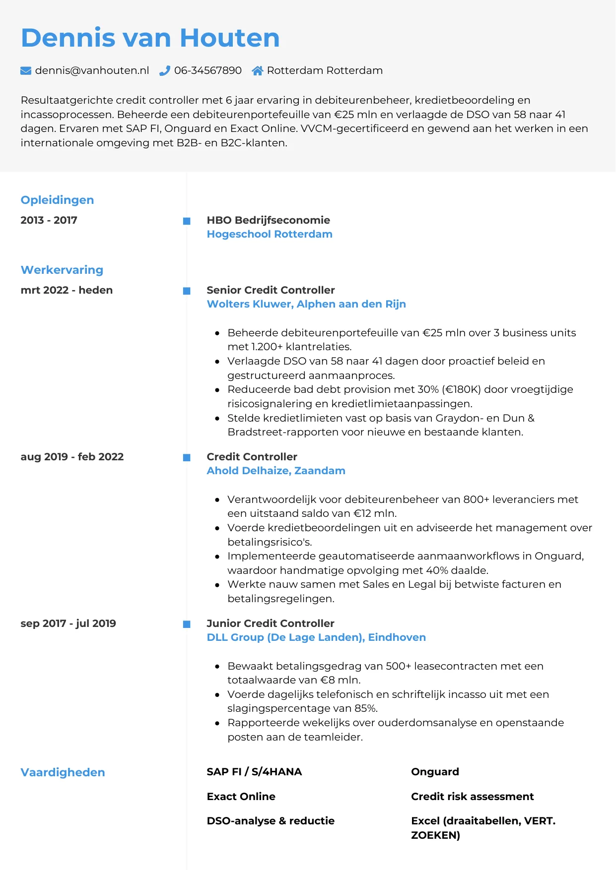 CV Chrono voor credit controller