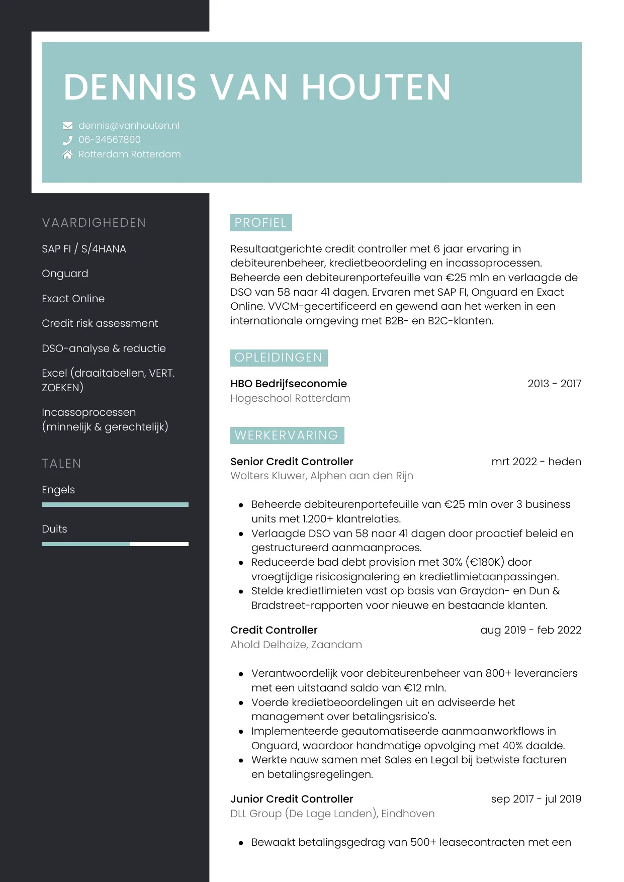 CV Elegant voor credit controller