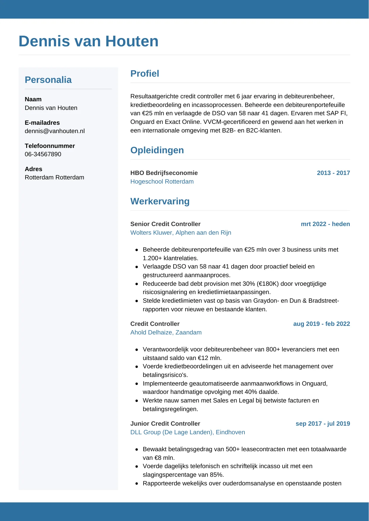 CV Horizontaal voor credit controller
