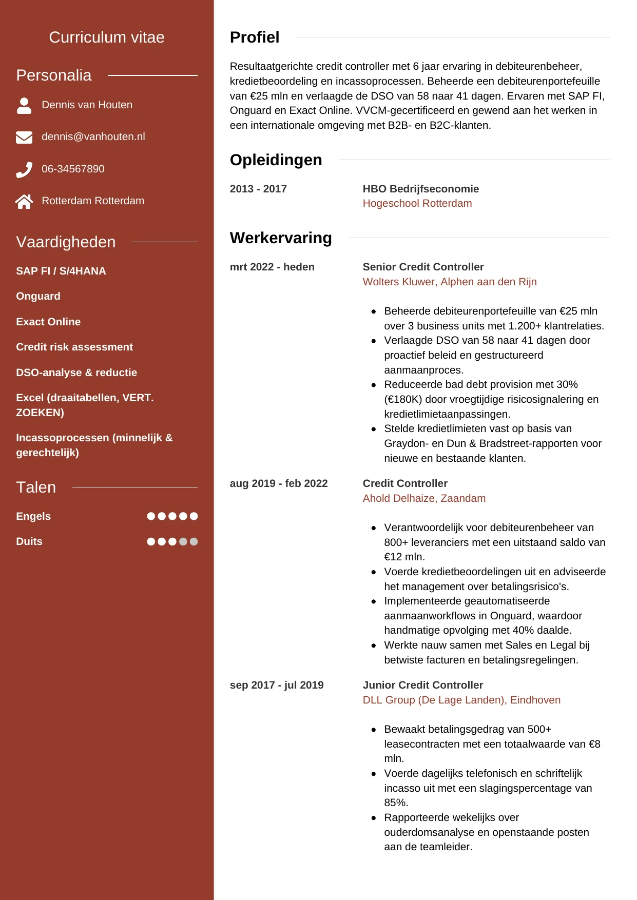CV Modern voor credit controller