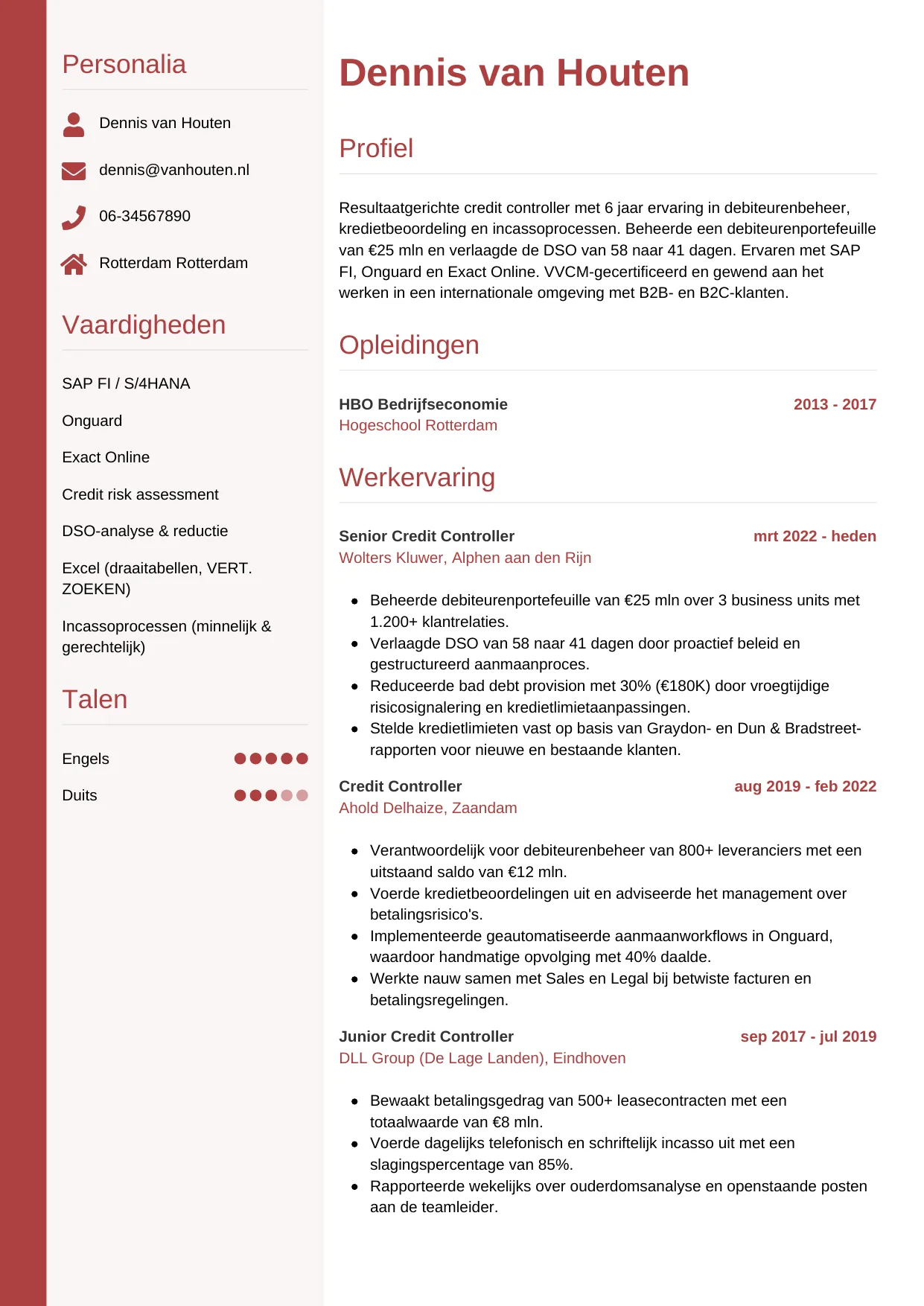 CV Verticaal voor credit controller