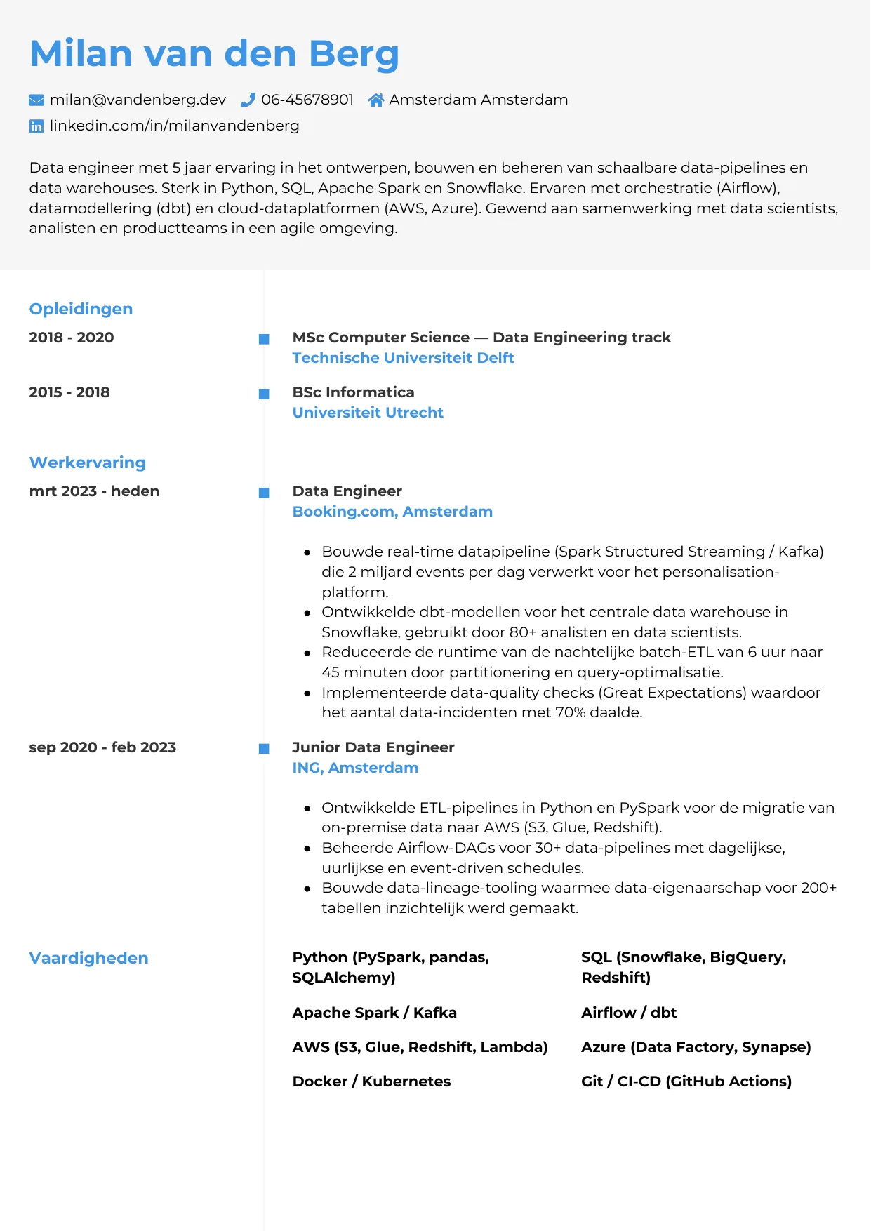CV Chrono voor data engineer