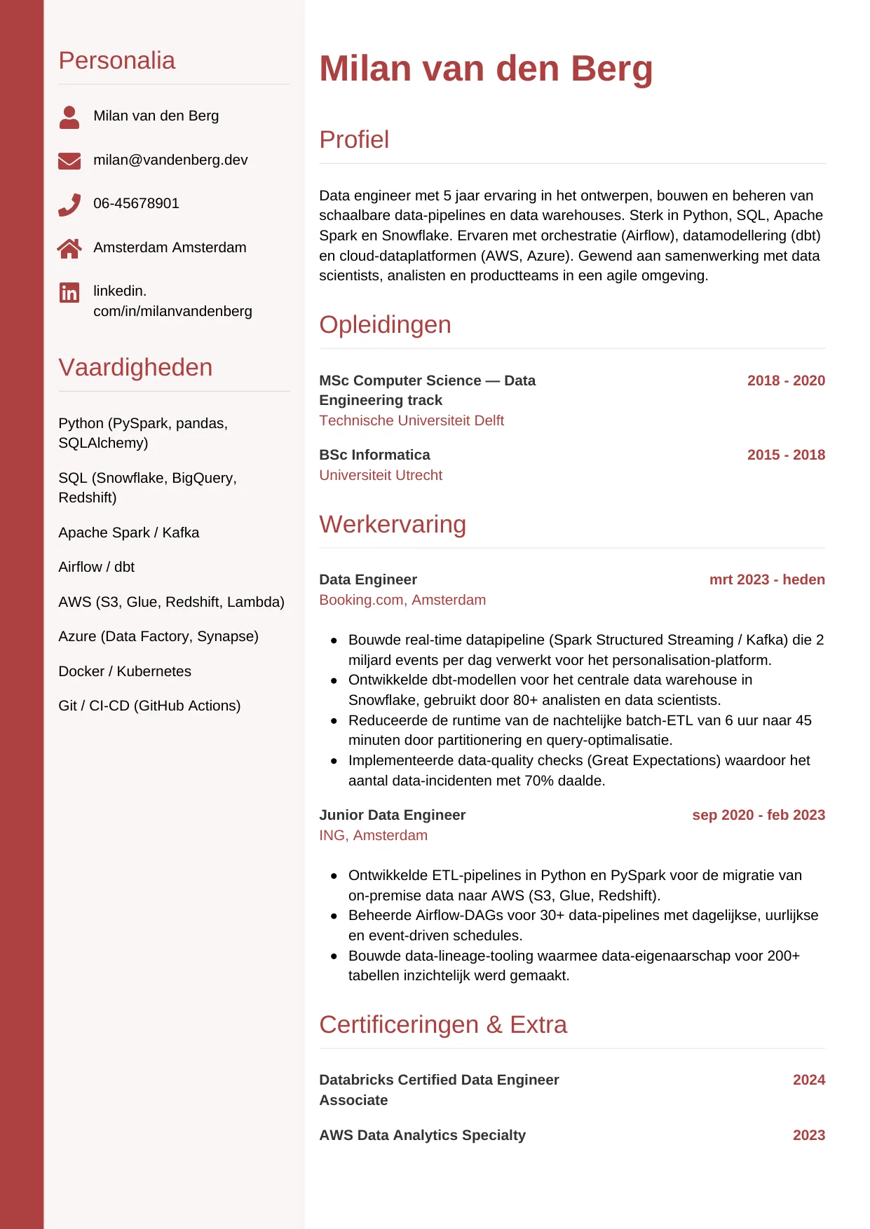 CV Verticaal voor data engineer