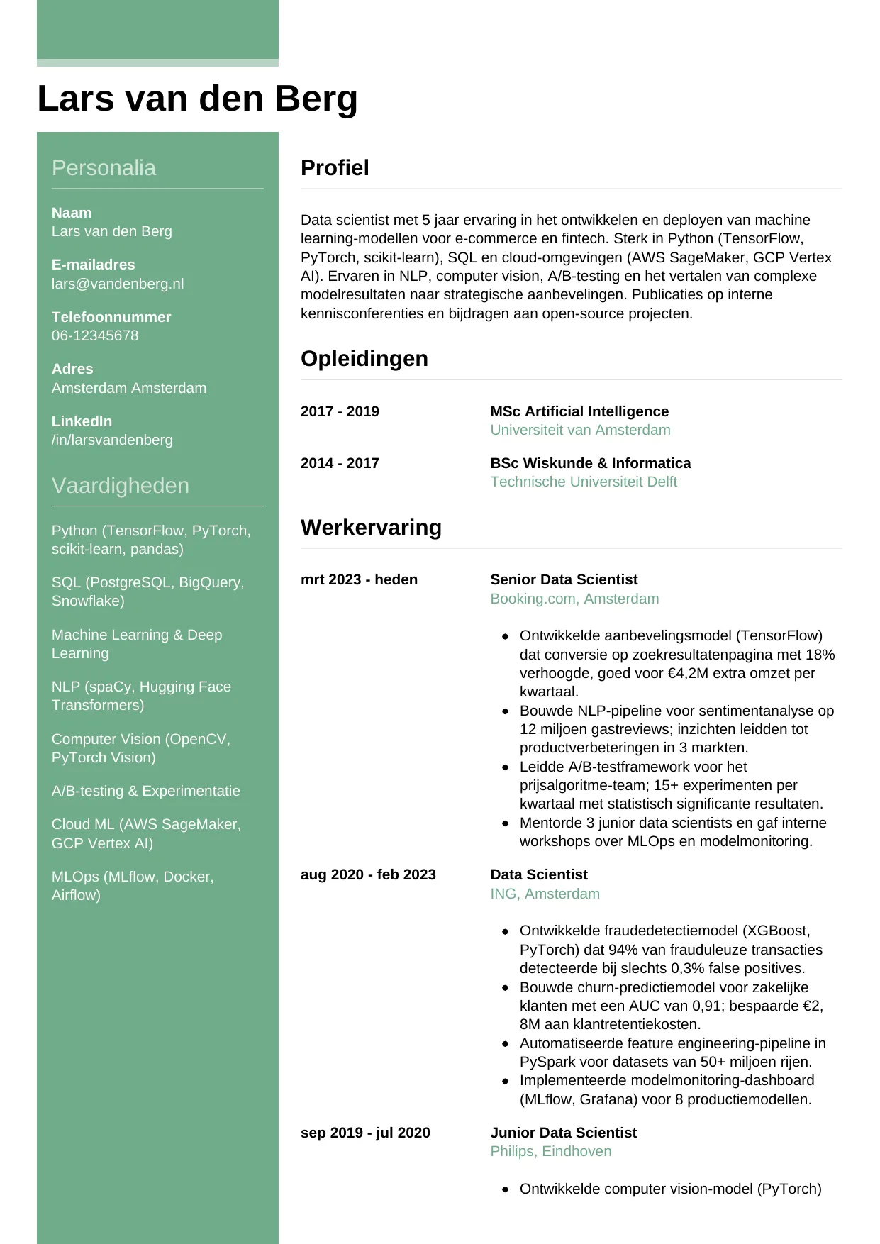 CV Casual voor data scientist