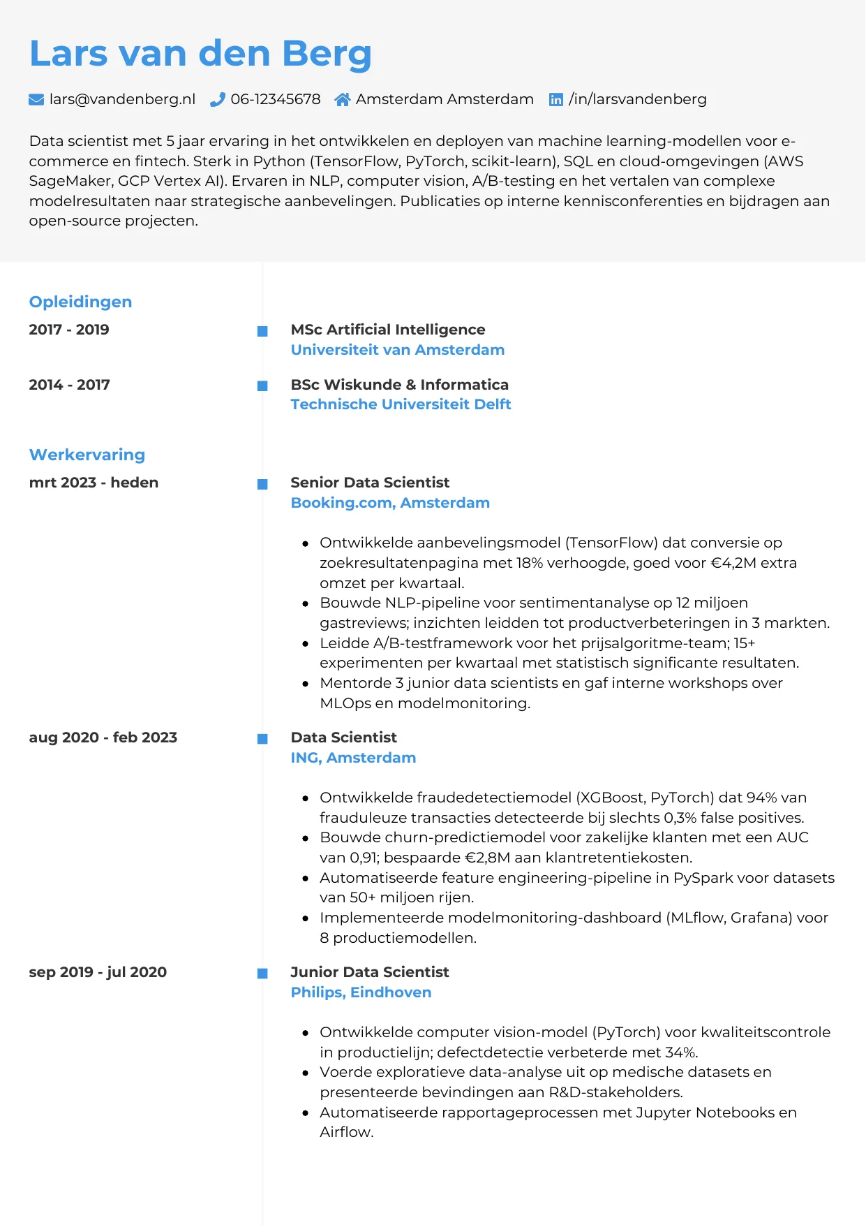CV Chrono voor data scientist
