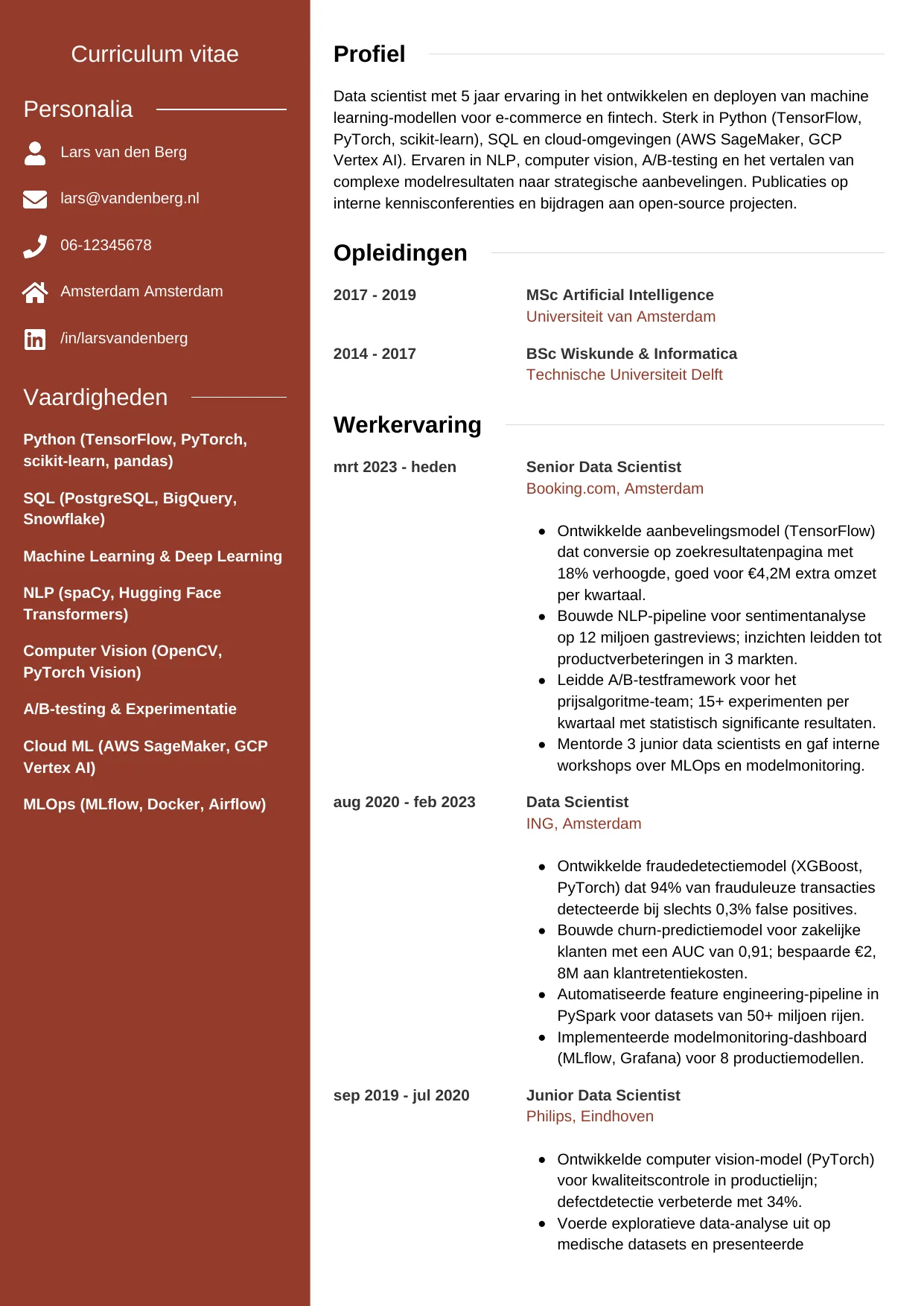 CV Modern voor data scientist