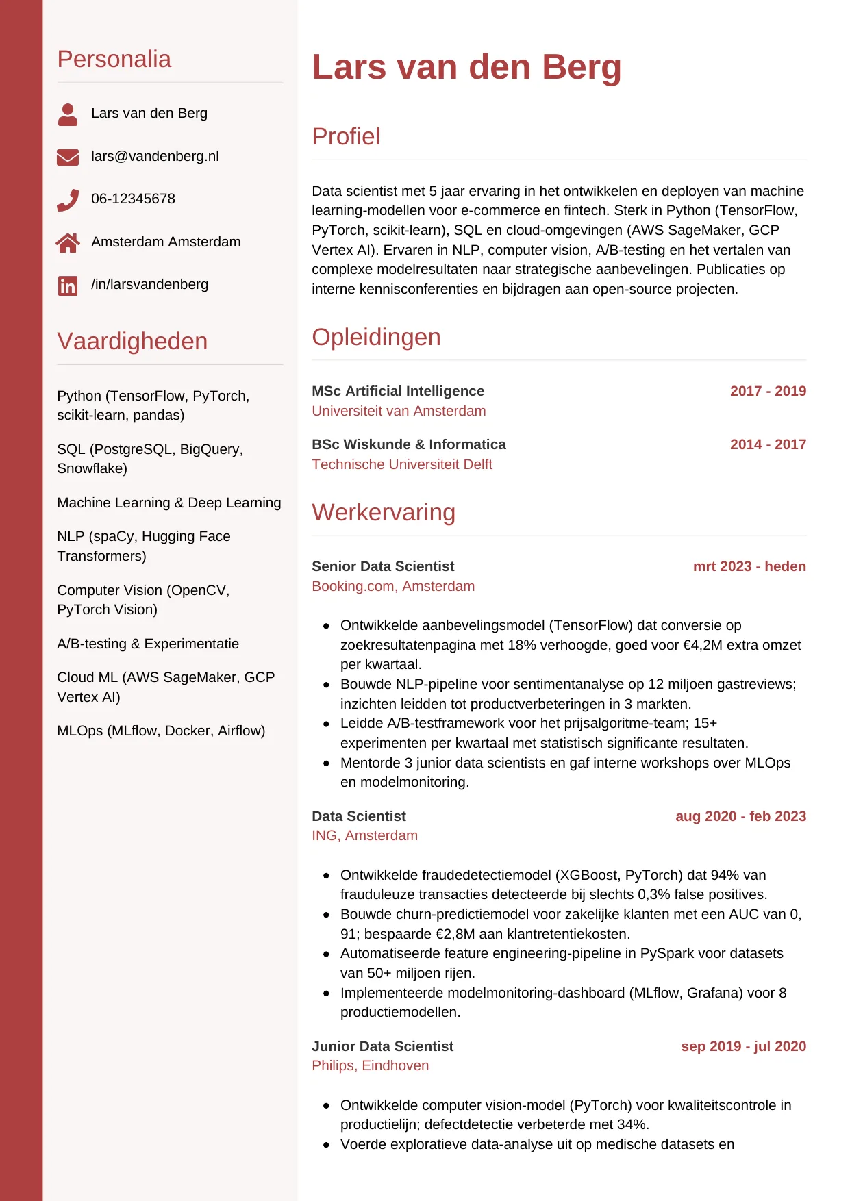 CV Verticaal voor data scientist