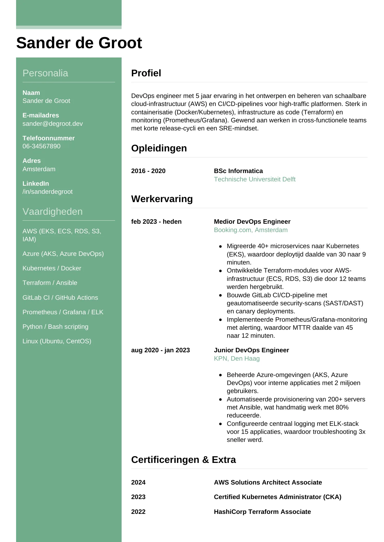 CV Casual voor devops engineer