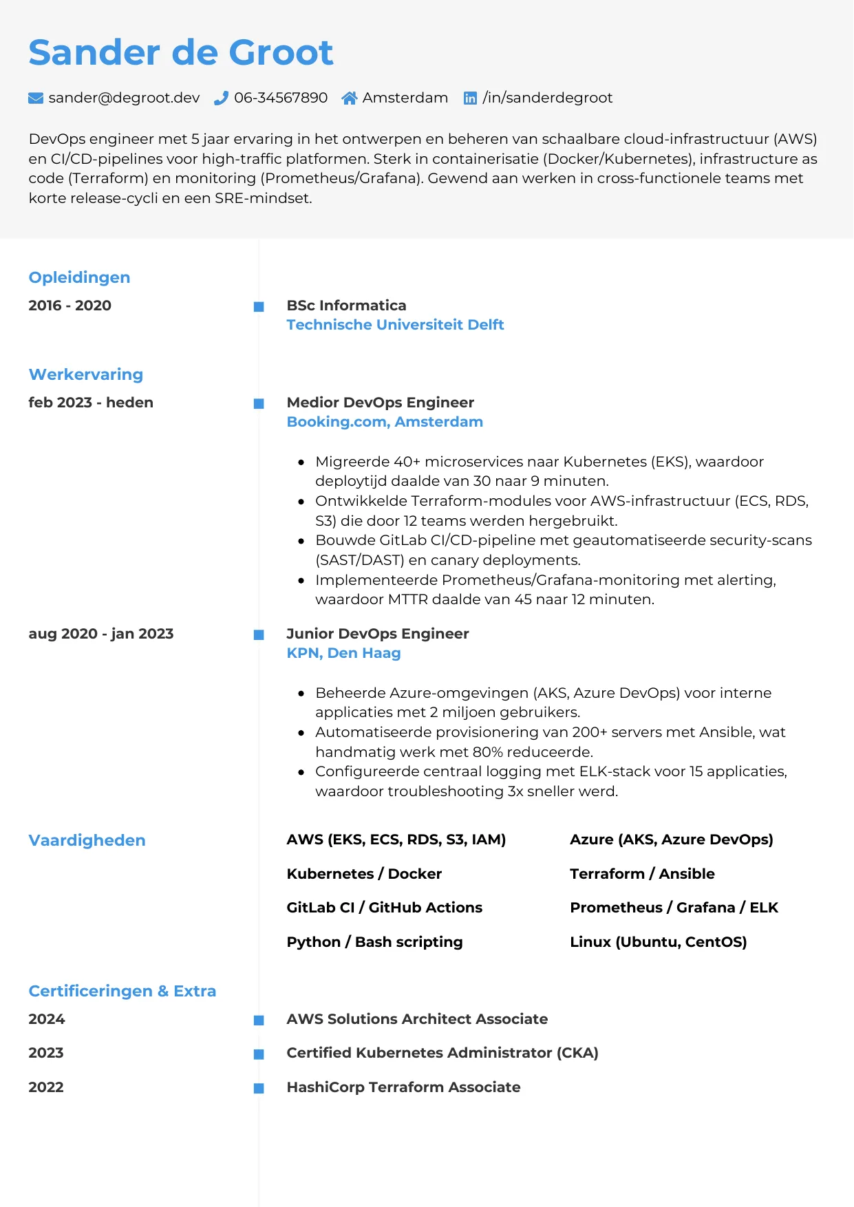 CV Chrono voor devops engineer