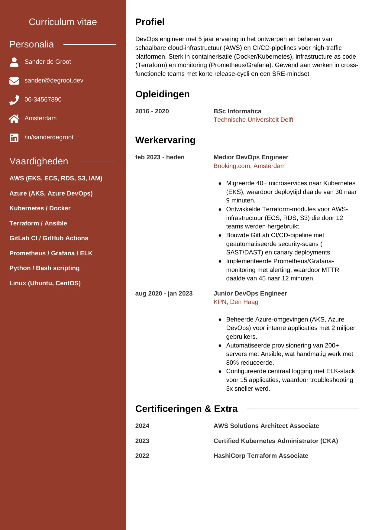 CV Modern voor devops engineer