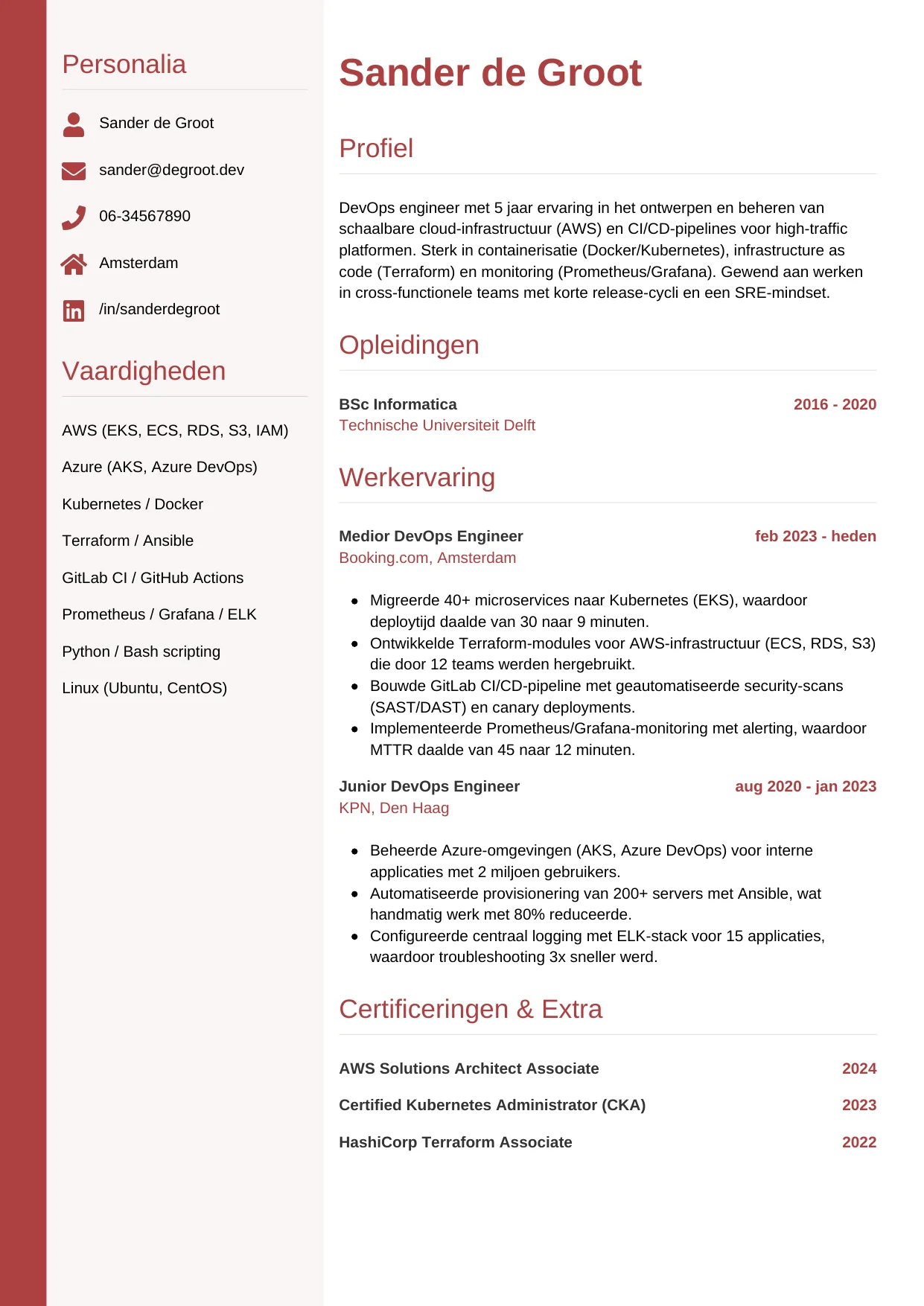 CV Verticaal voor devops engineer