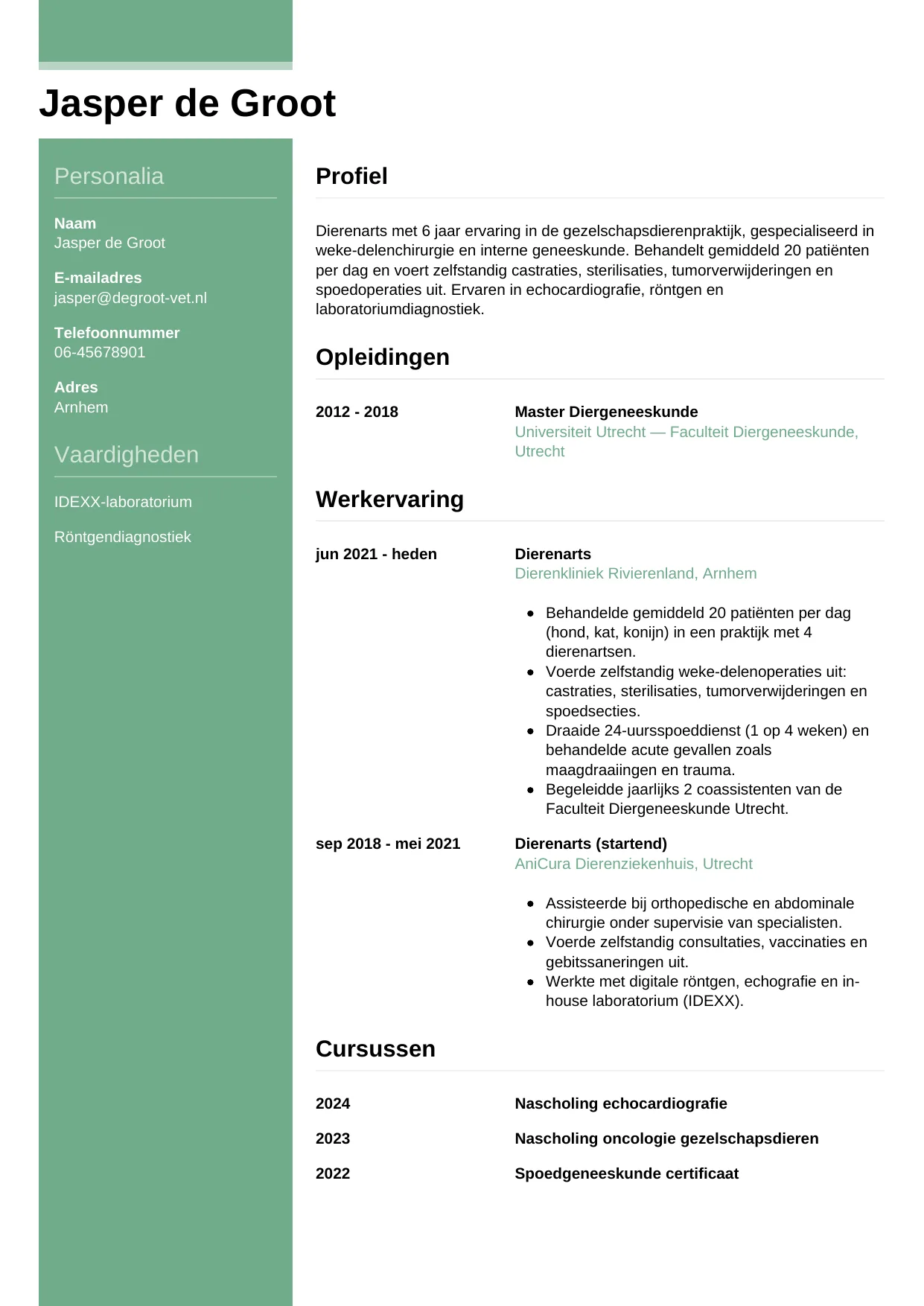 CV Casual voor dierenarts