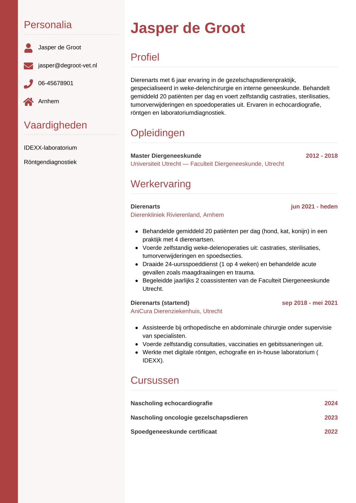 CV Verticaal voor dierenarts
