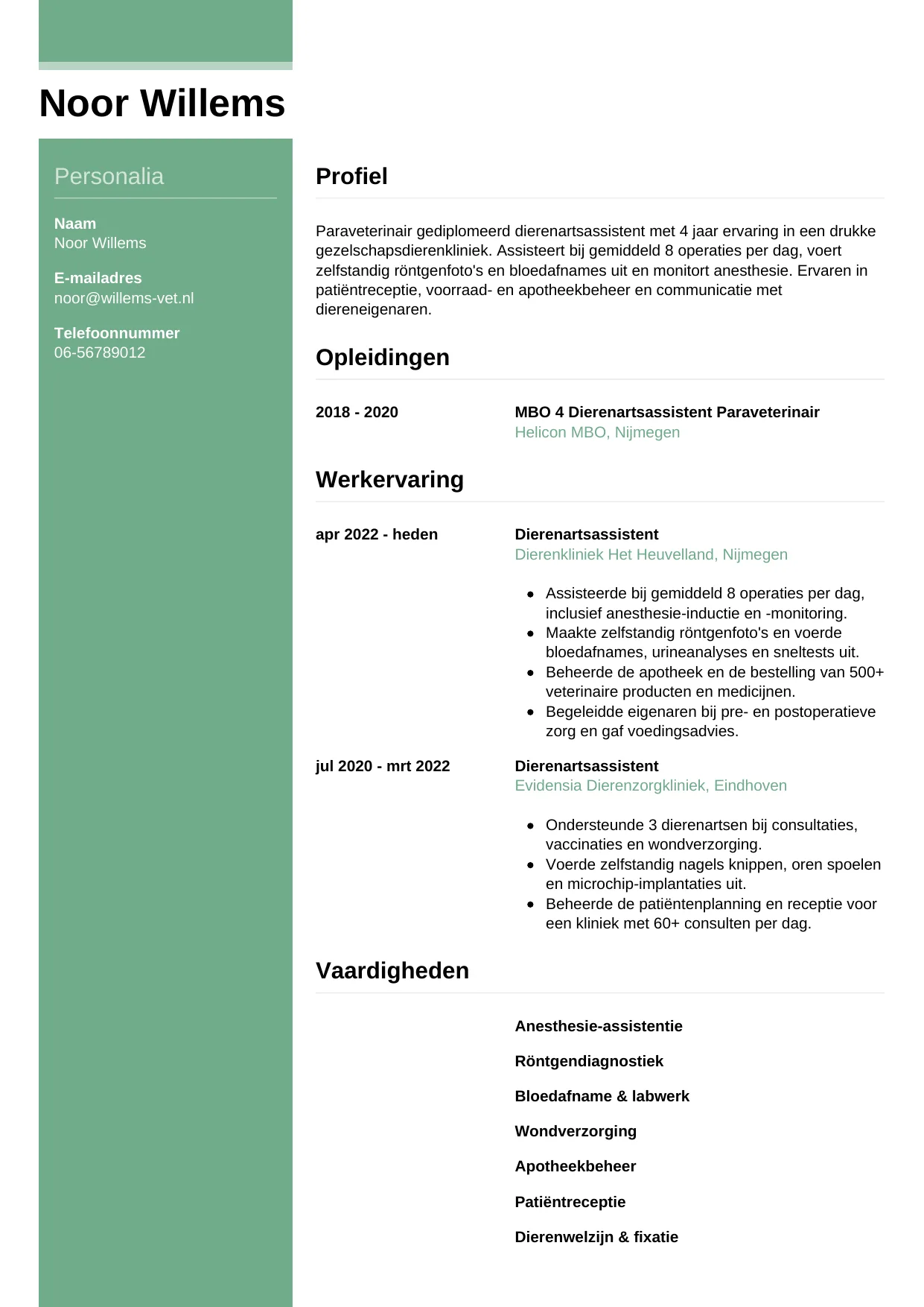 CV Casual voor dierenartsassistent