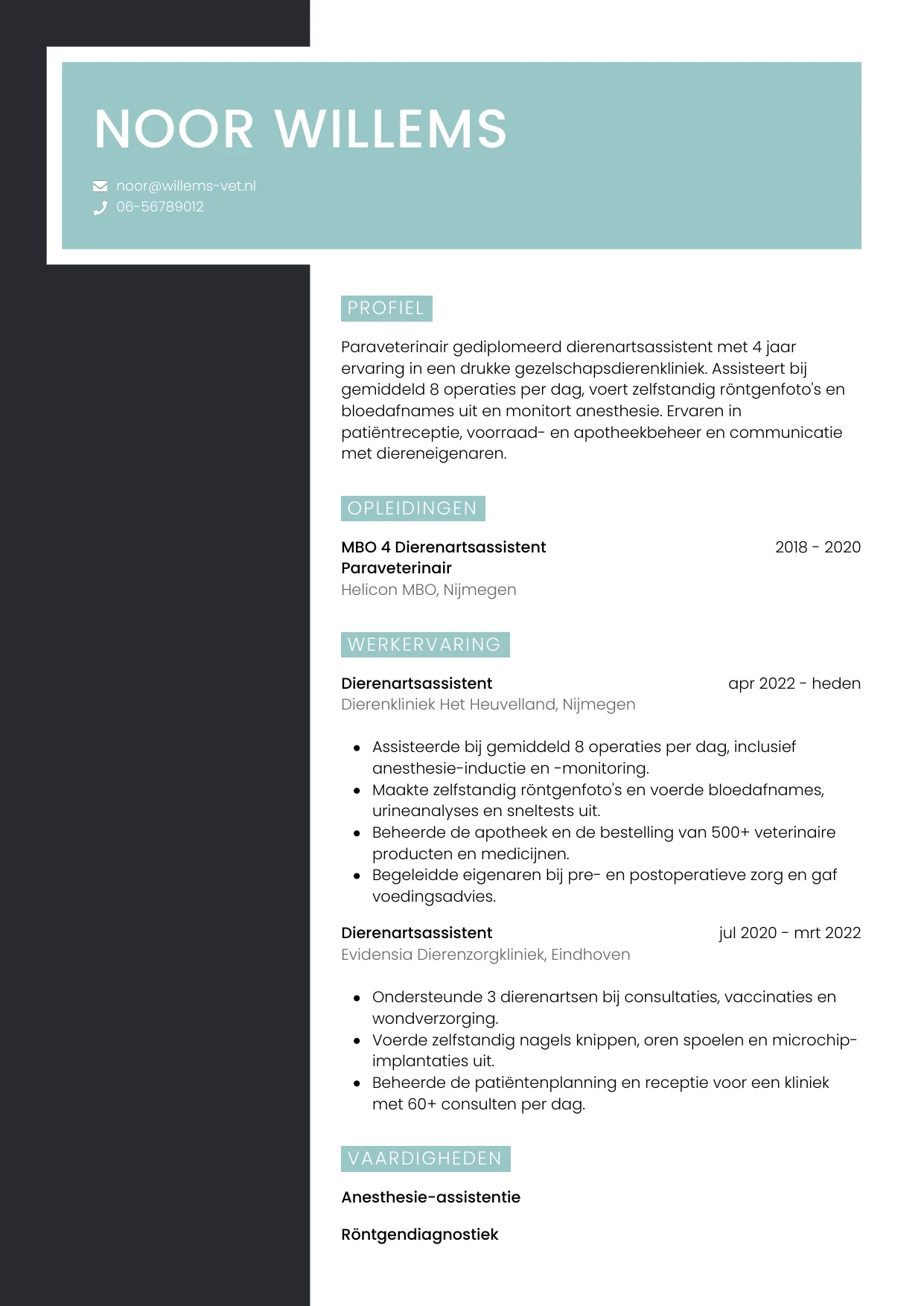 CV Elegant voor dierenartsassistent
