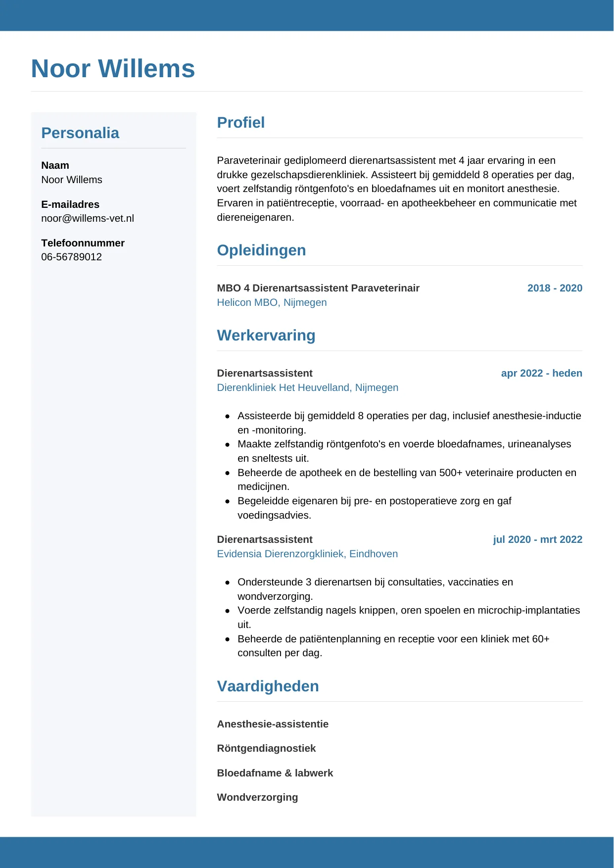 CV Horizontaal voor dierenartsassistent