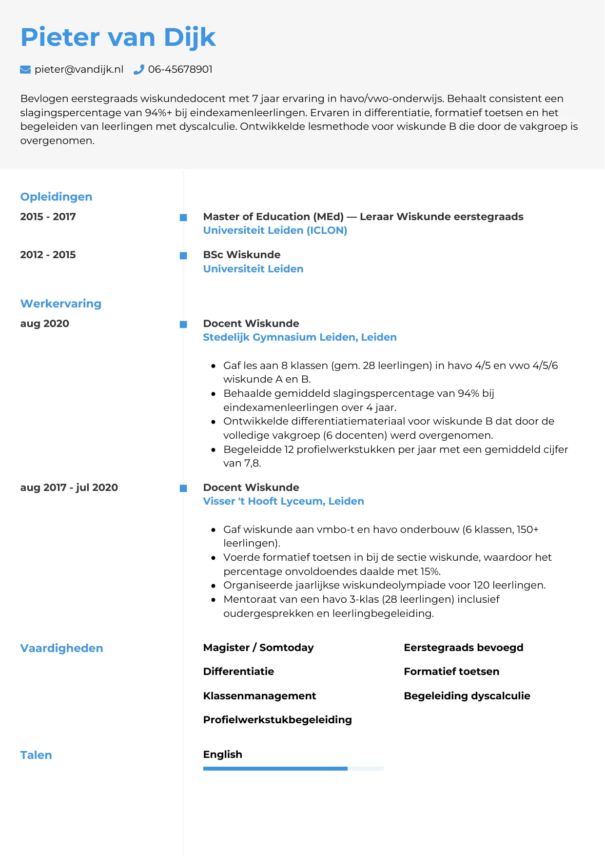 CV Chrono voor docent