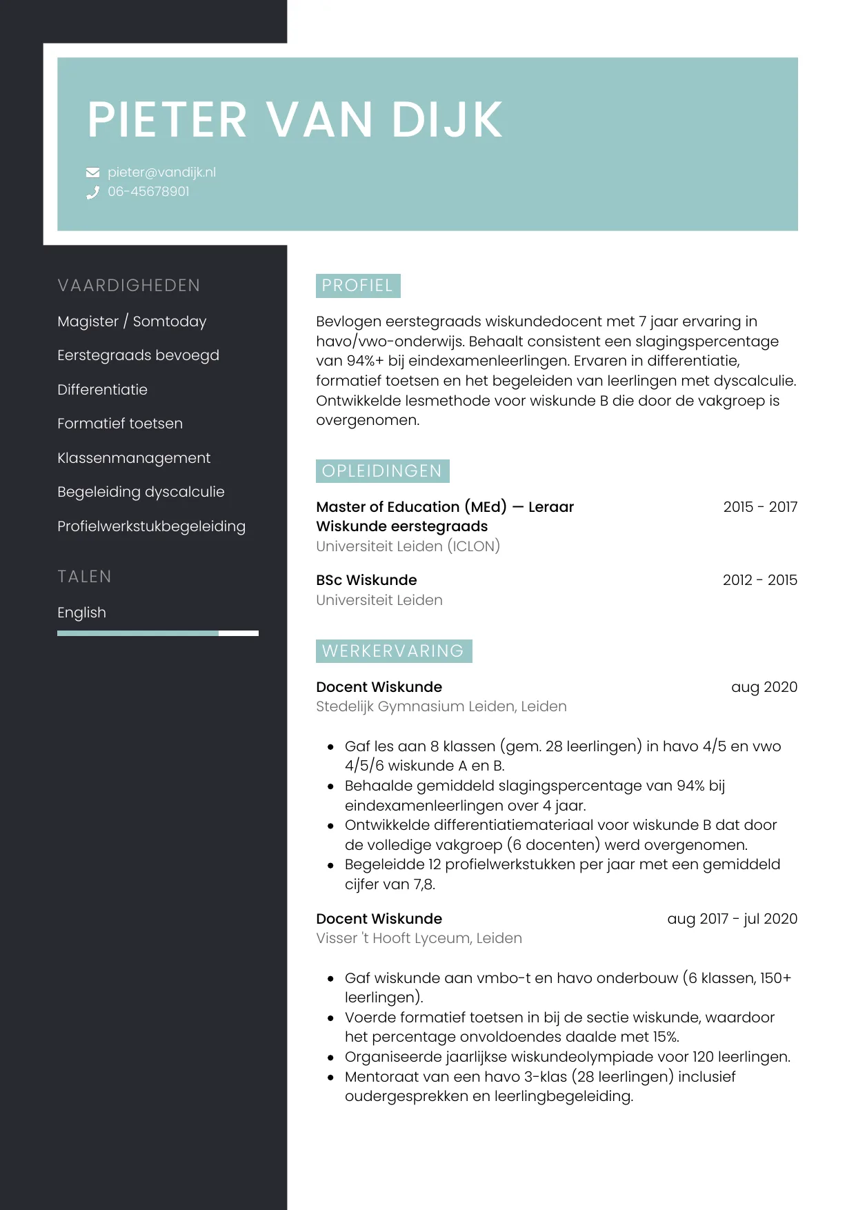 CV Elegant voor docent