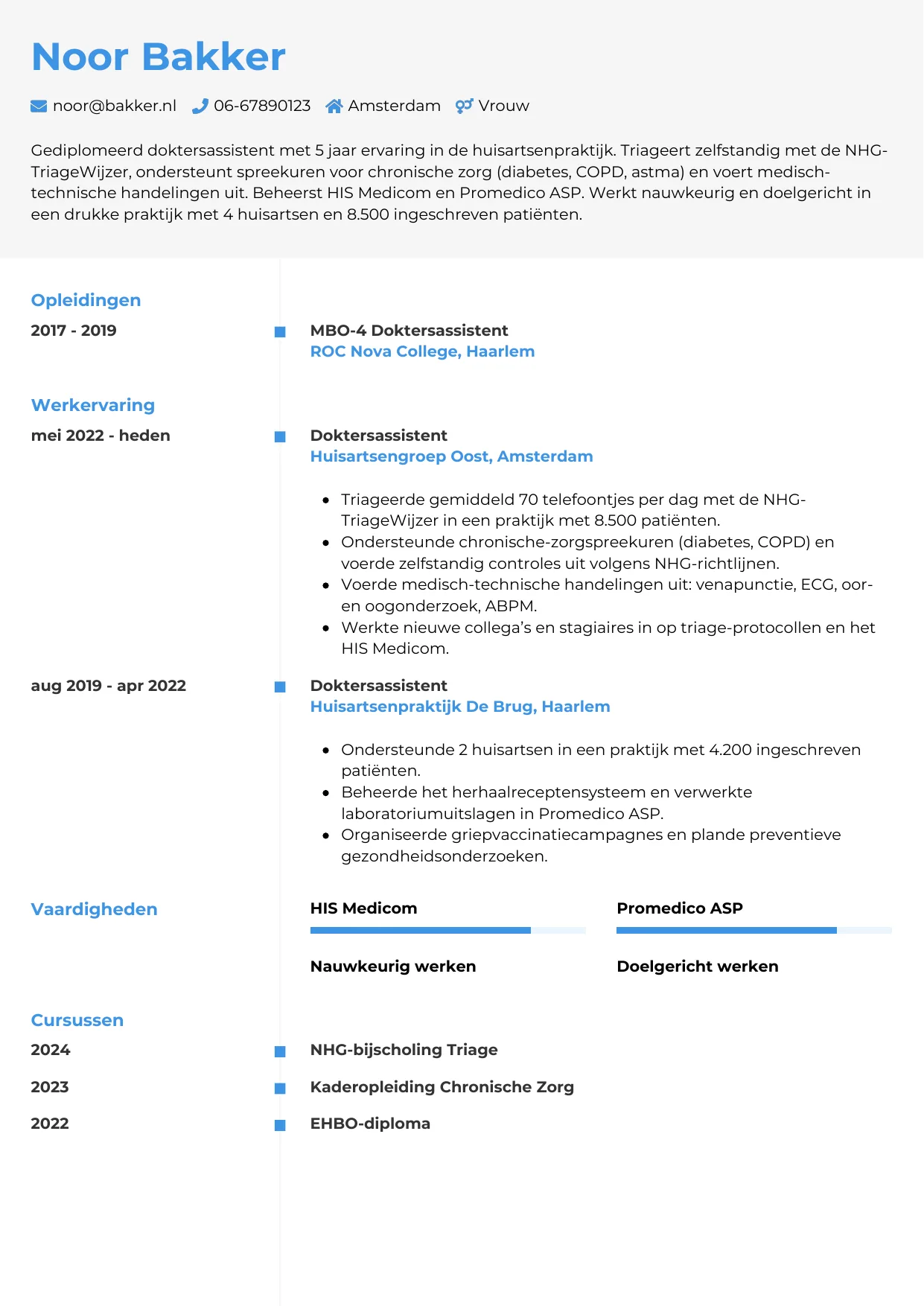 CV Chrono voor doktersassistent