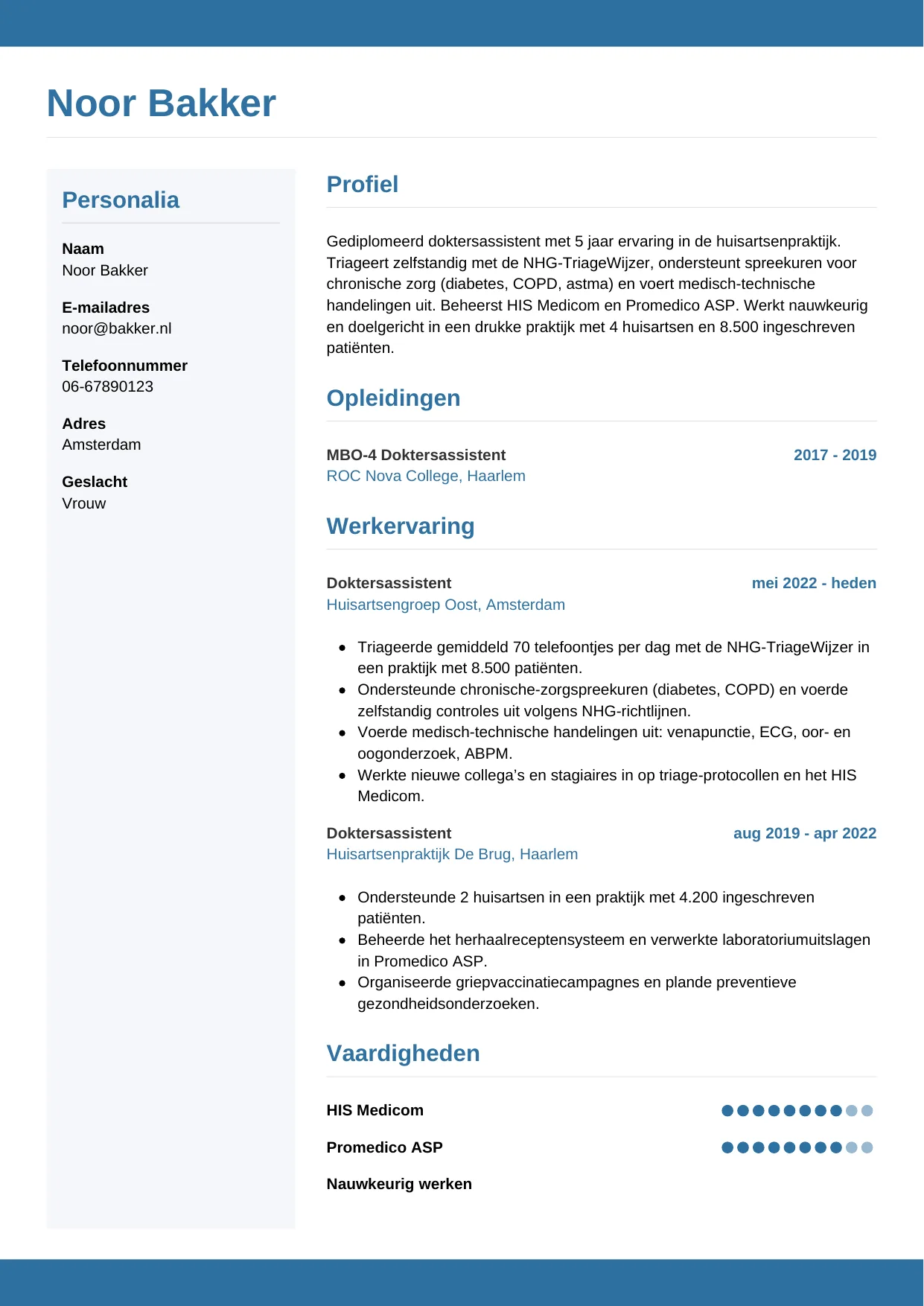 CV Horizontaal voor doktersassistent