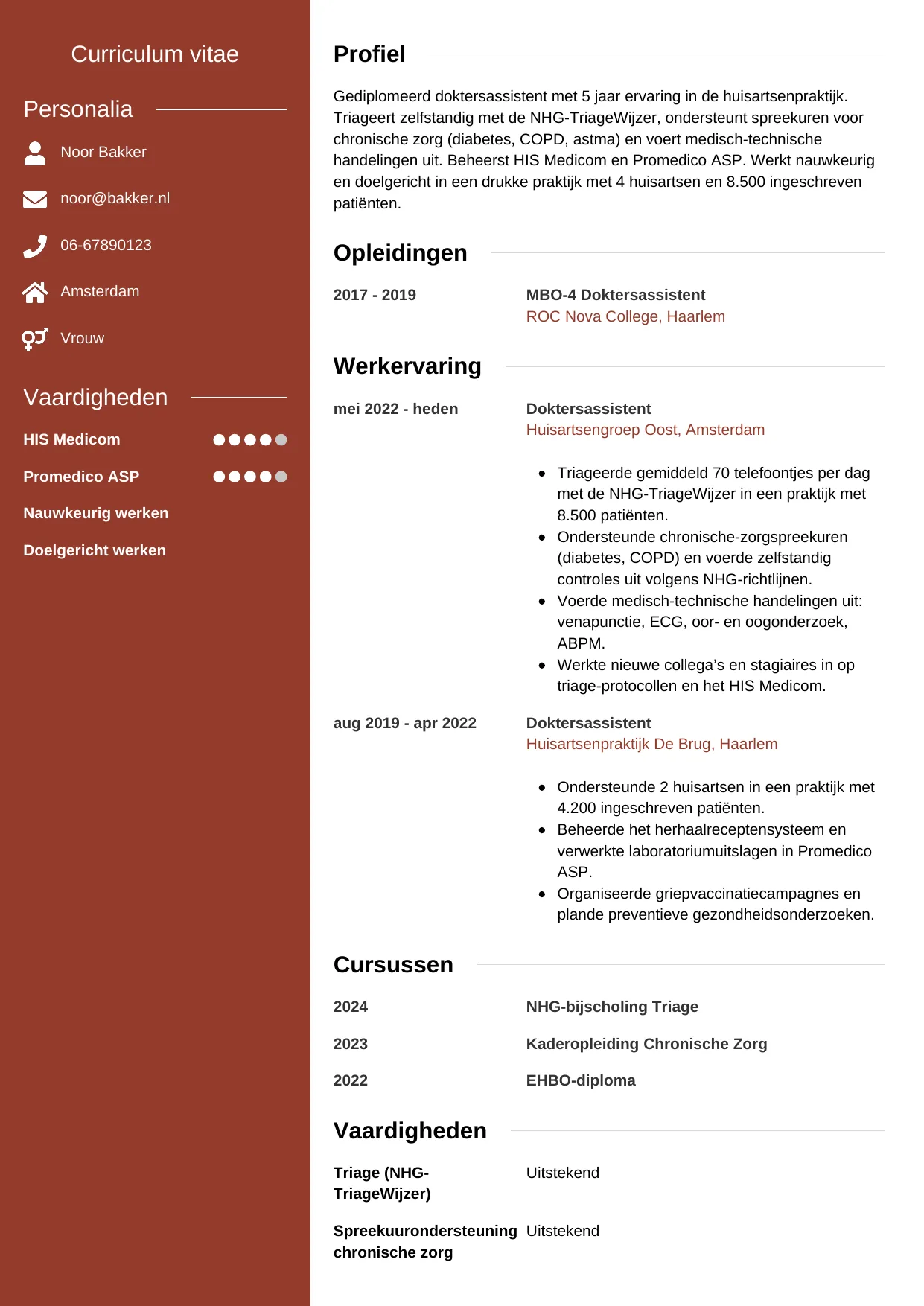 CV Modern voor doktersassistent