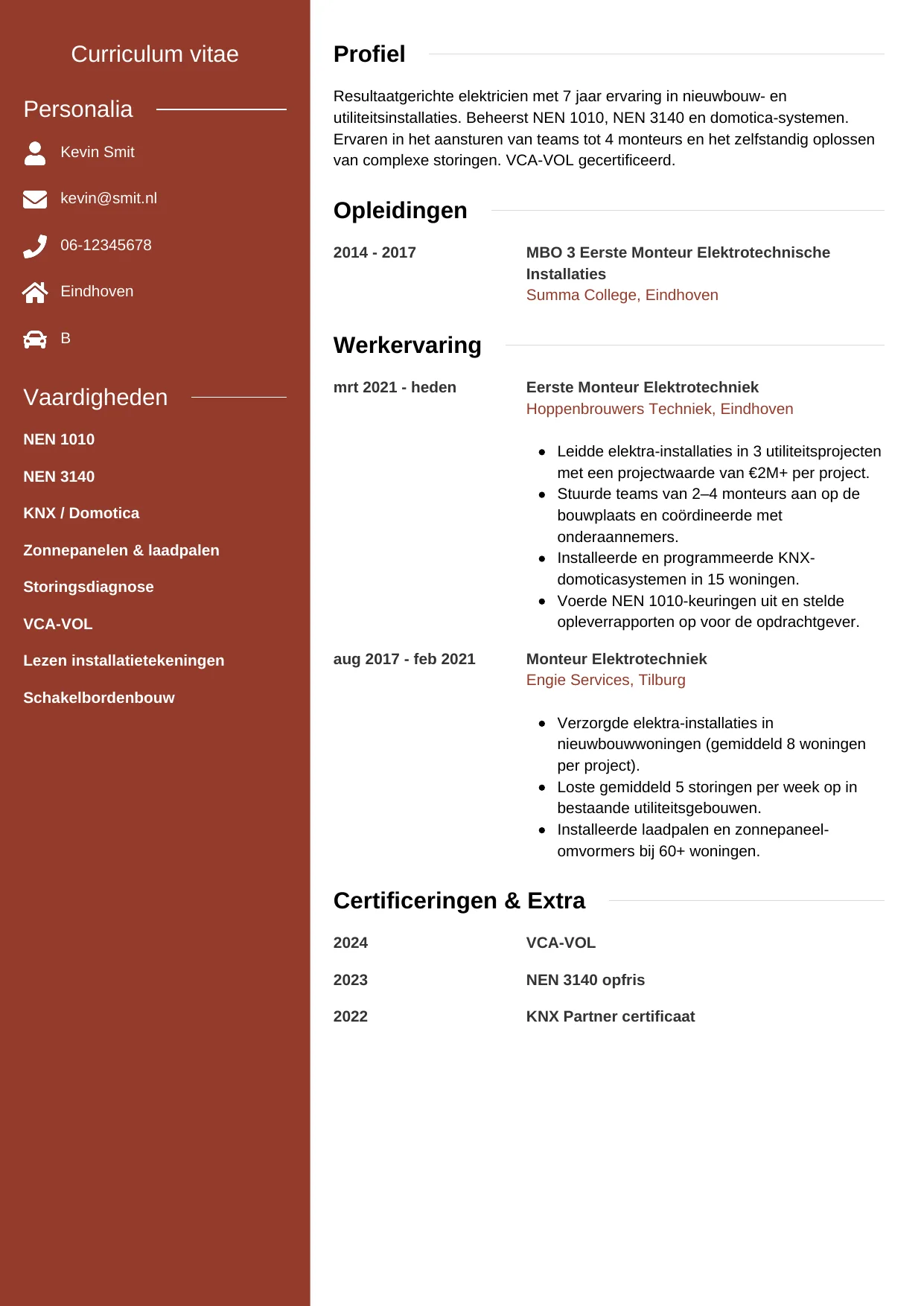 CV Modern voor elektricien