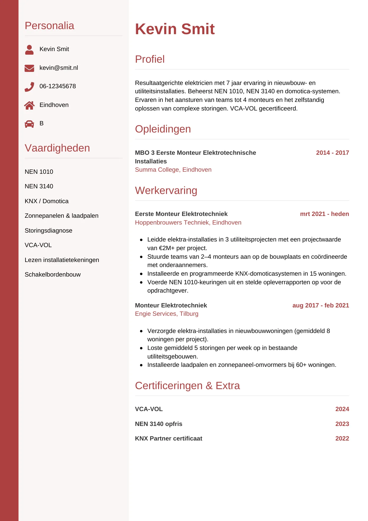 CV Verticaal voor elektricien