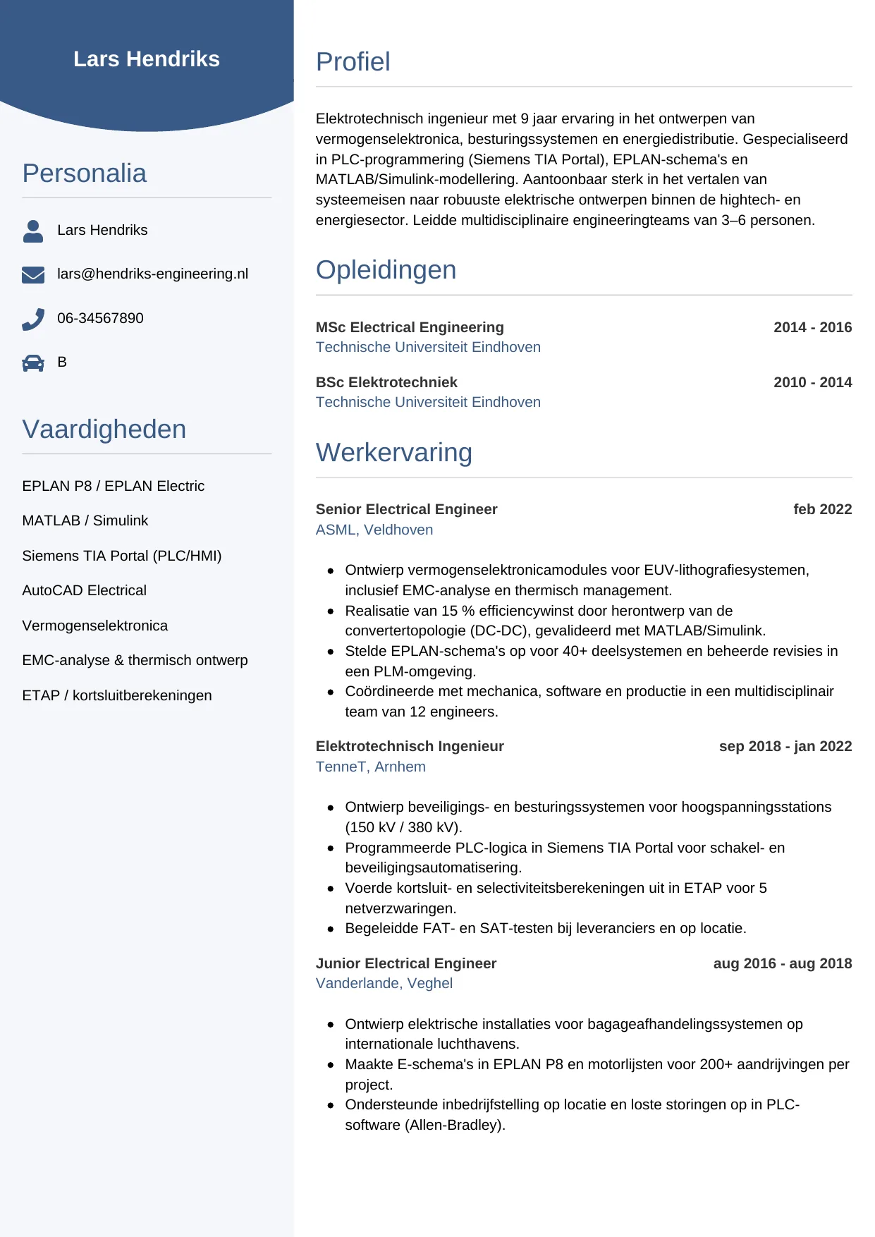CV Circulair voor elektrotechnisch ingenieur