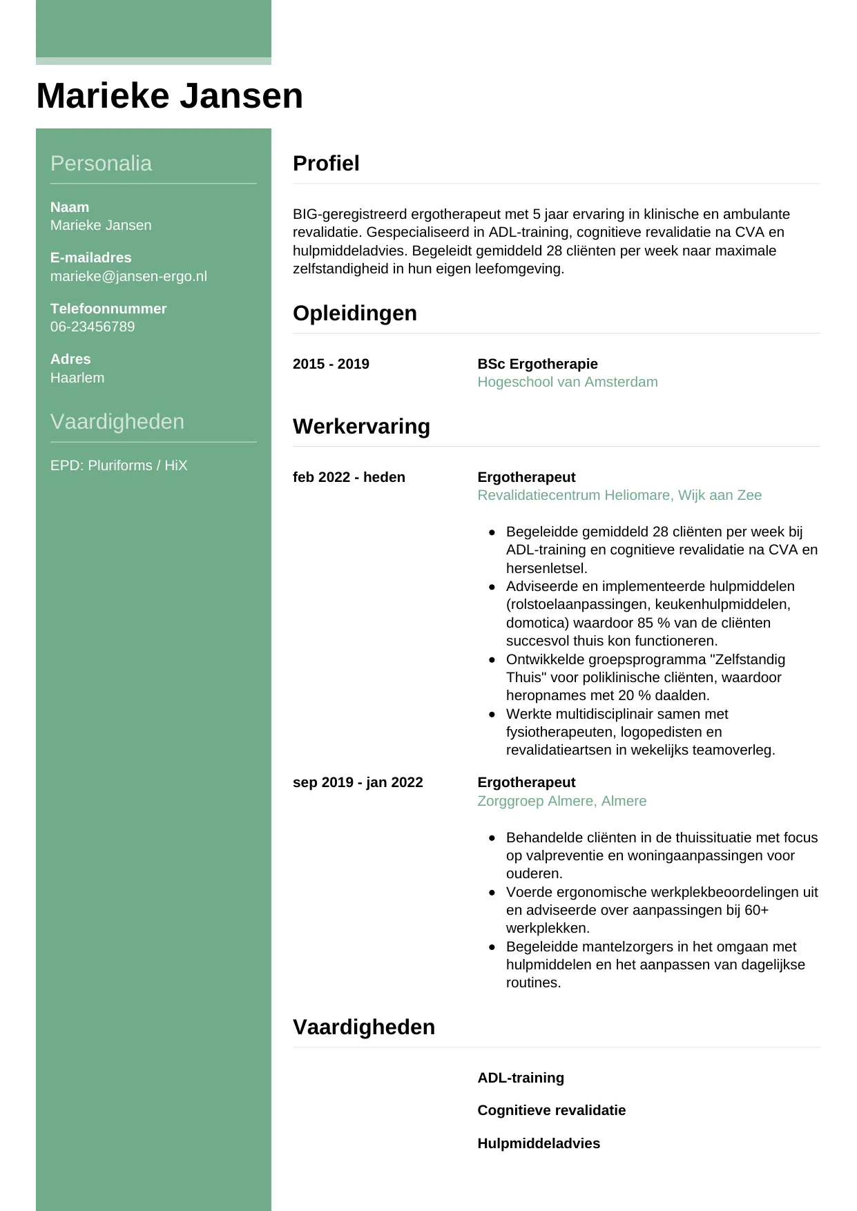 CV Casual voor ergotherapeut