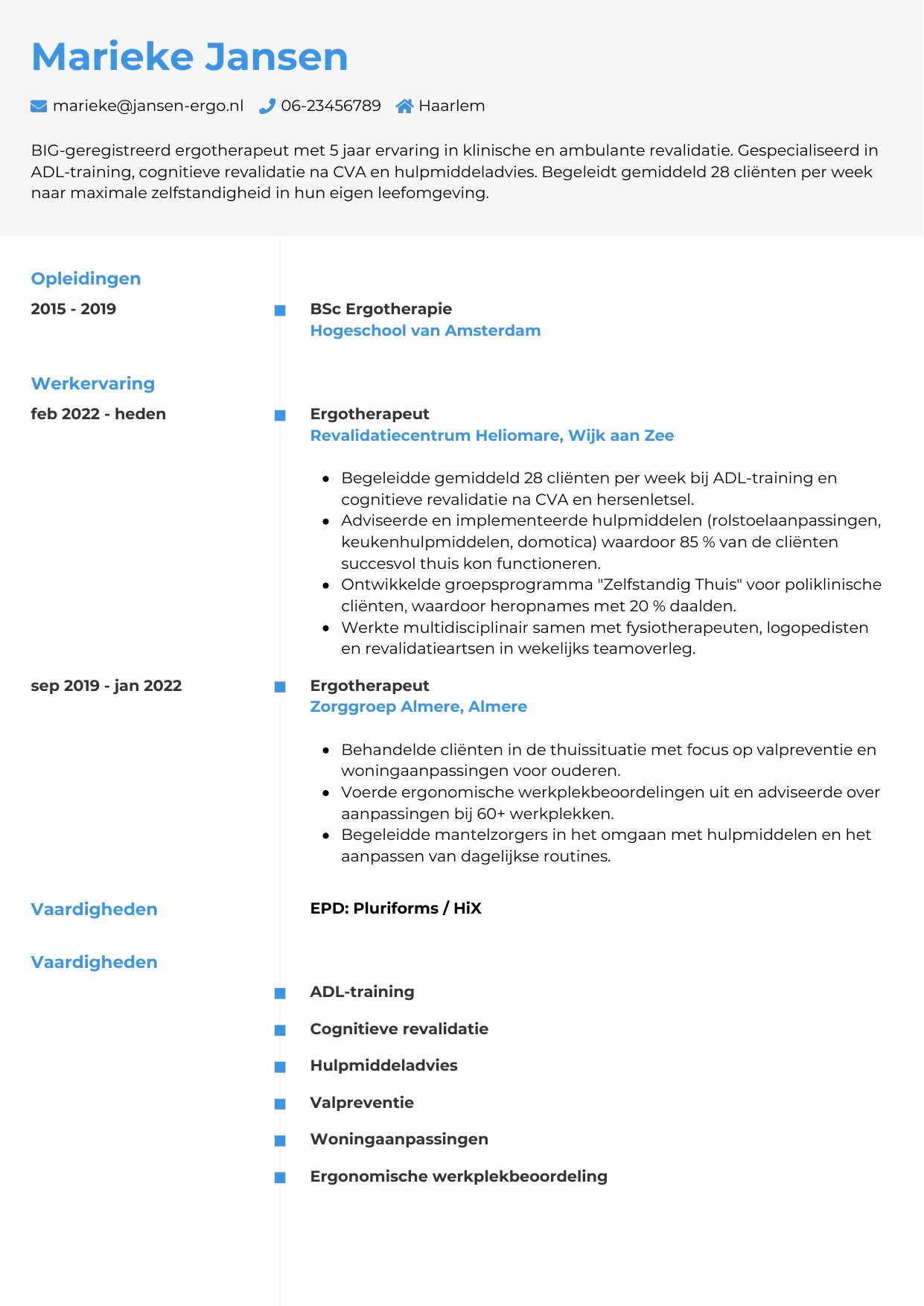 CV Chrono voor ergotherapeut