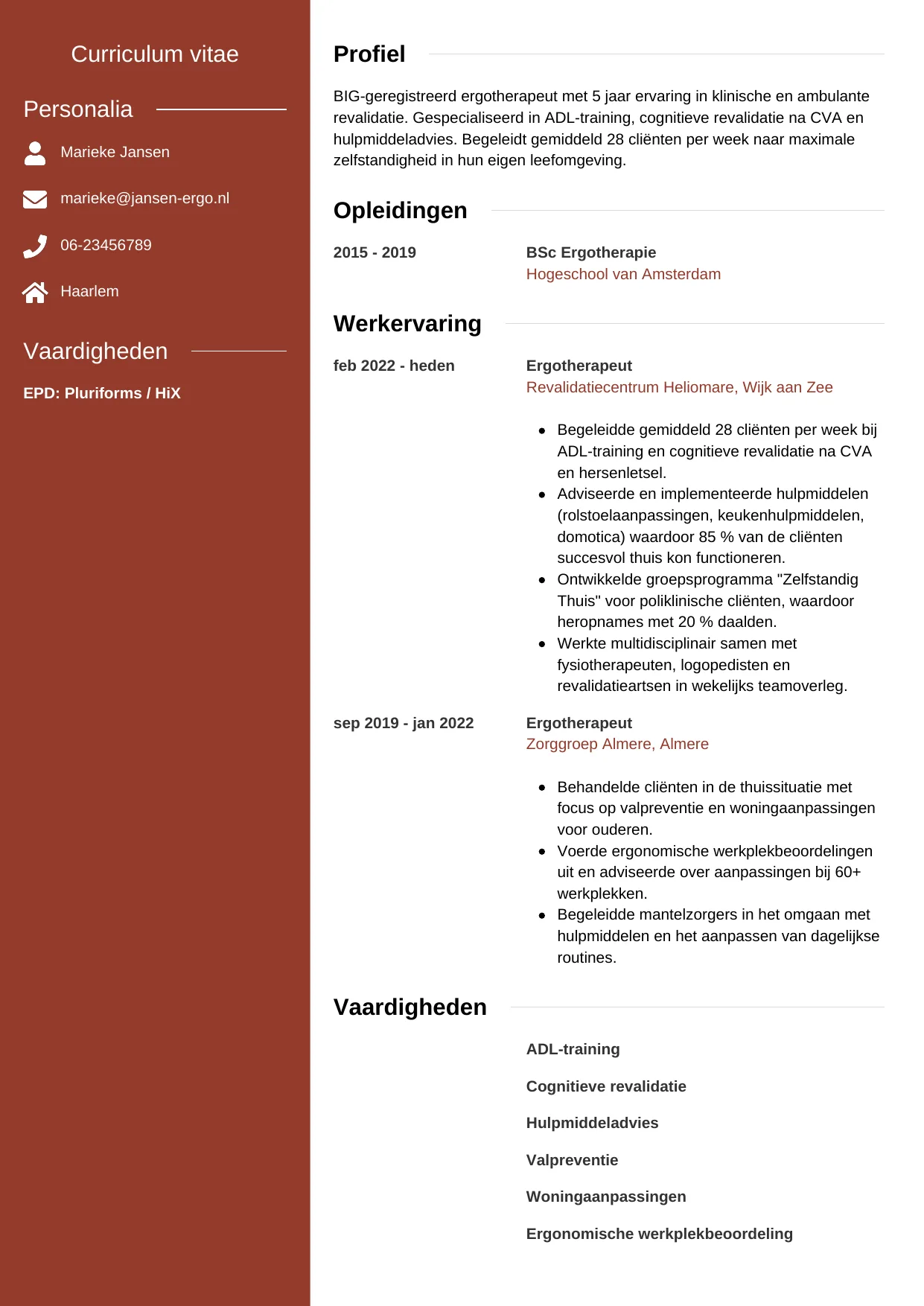 CV Modern voor ergotherapeut
