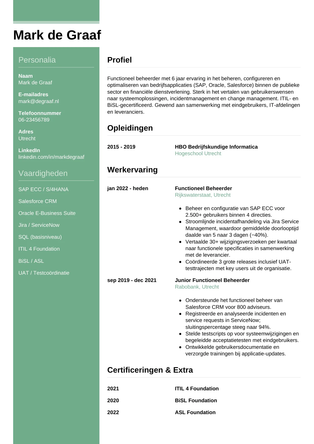 CV Casual voor functioneel beheerder
