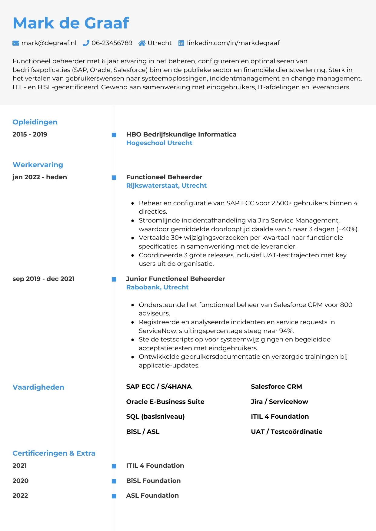 CV Chrono voor functioneel beheerder