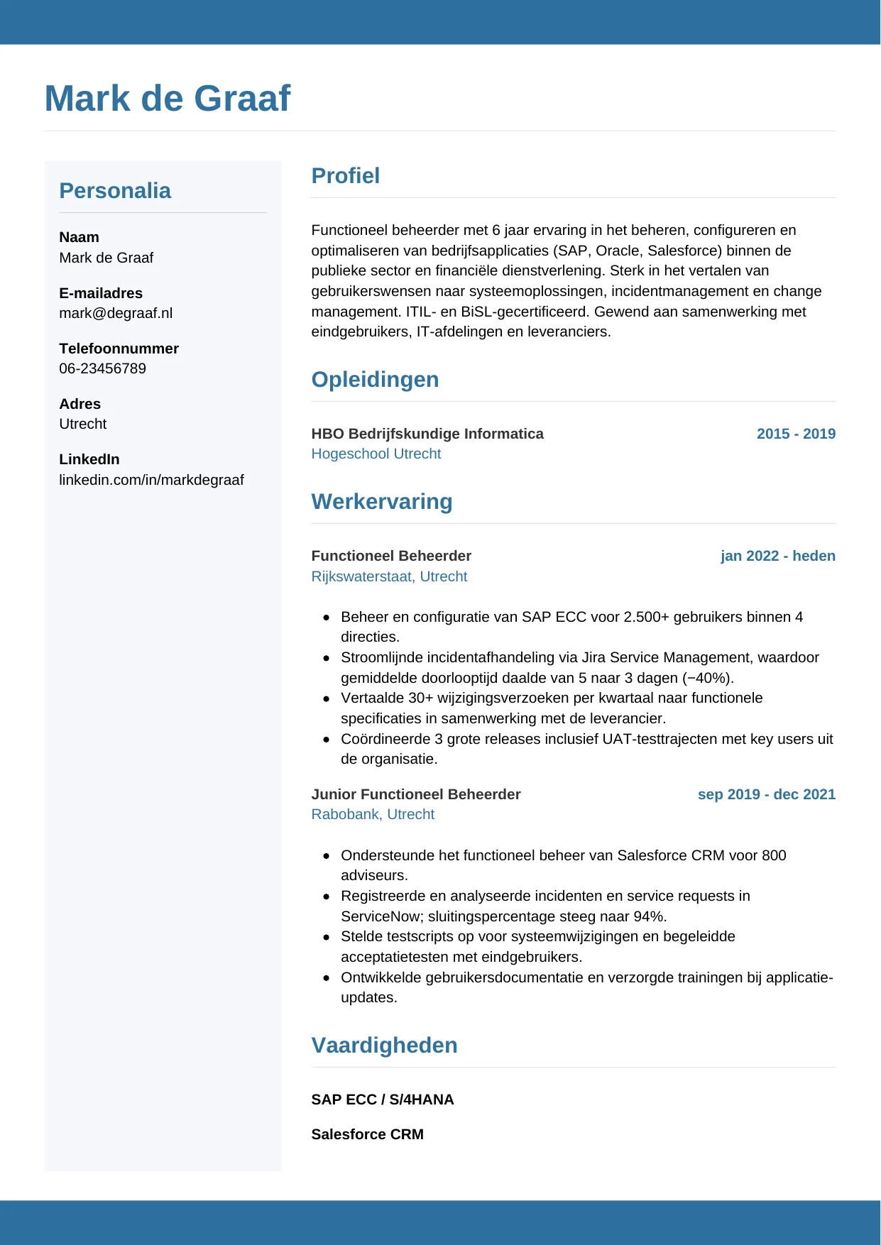 CV Horizontaal voor functioneel beheerder