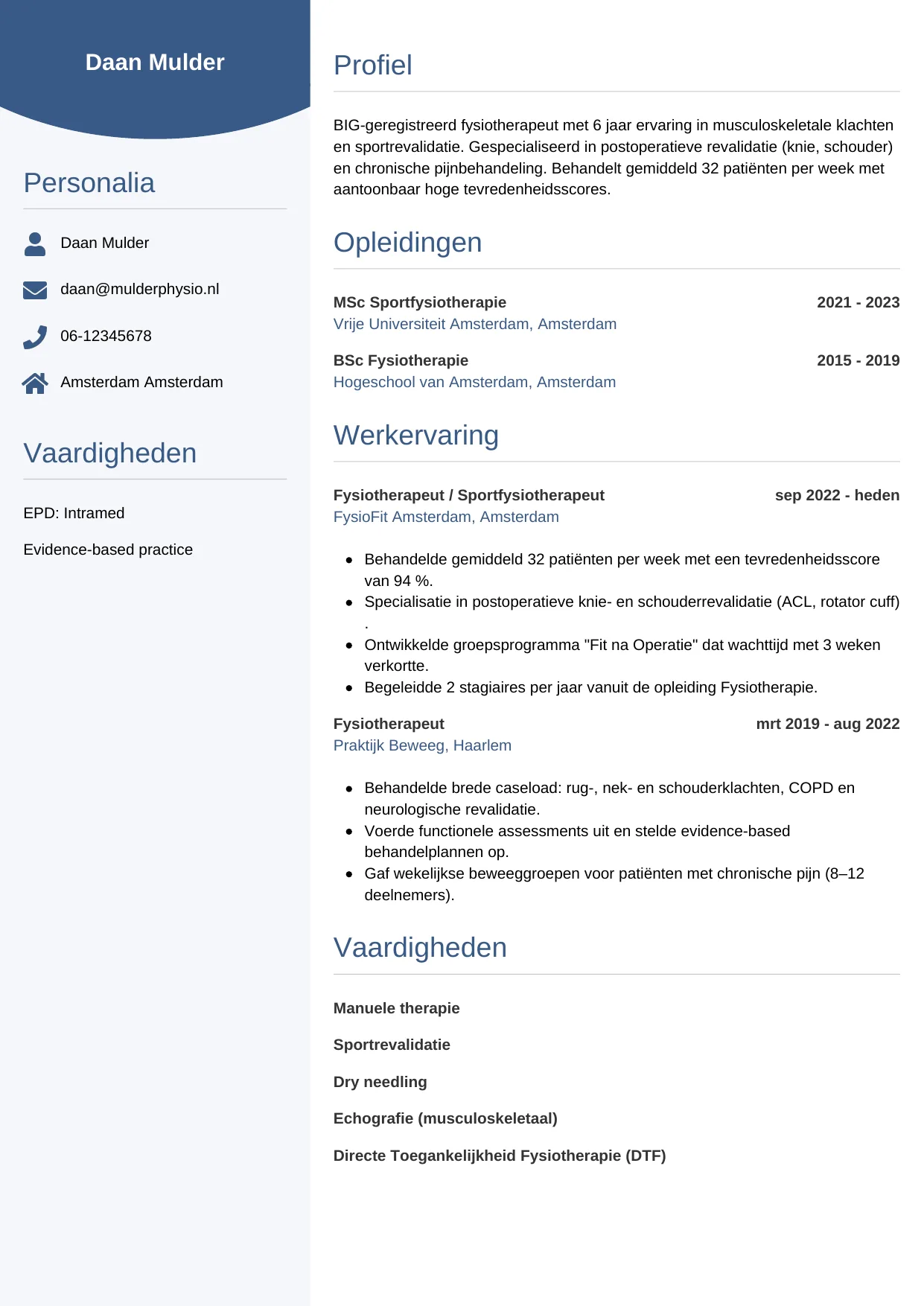 CV Circulair voor fysiotherapeut
